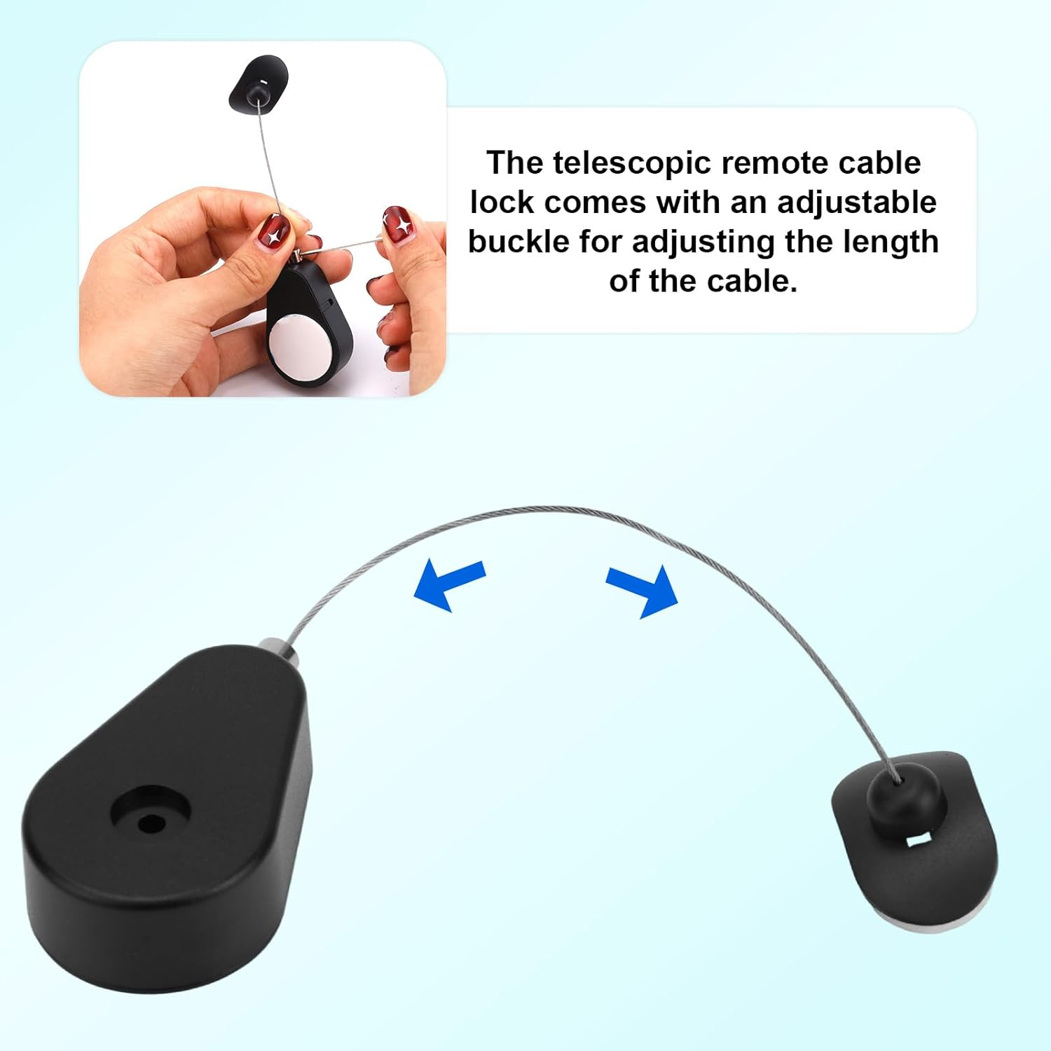 2Pcs Retractable Remote Control Tether Locks, Premium Durable Retractable TV Remote Control Lanyard Tether with 2 Wrenches for Home Office Use image number 3