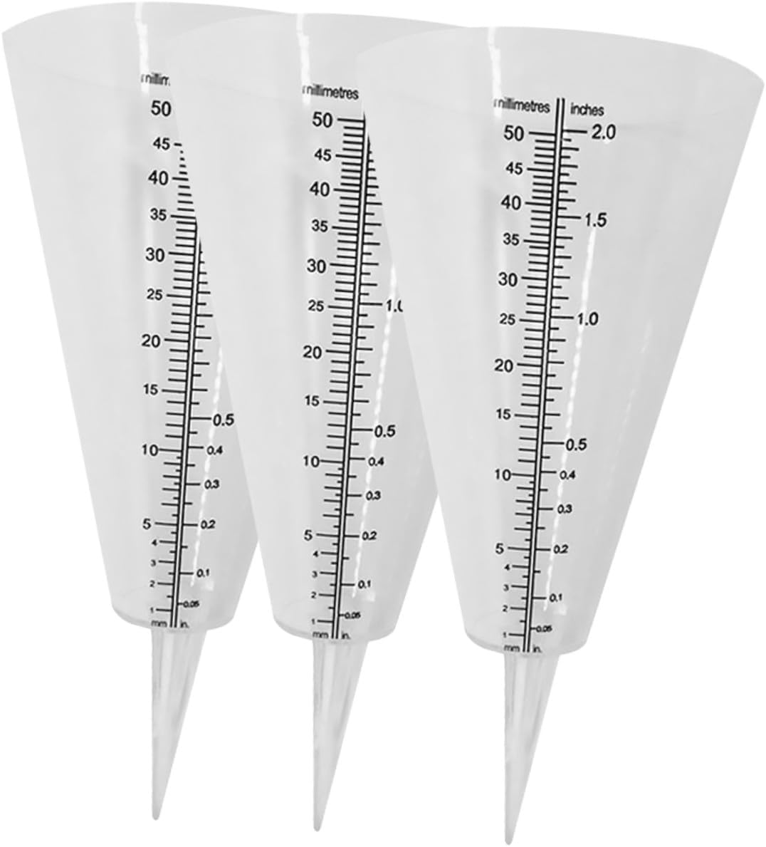 UPKOCH 3Pcs Clear Graduated Rainfall Measuring Cups with Ground-Insertion Design Outdoor Rain for Garden Lawn Climate Research and Farming