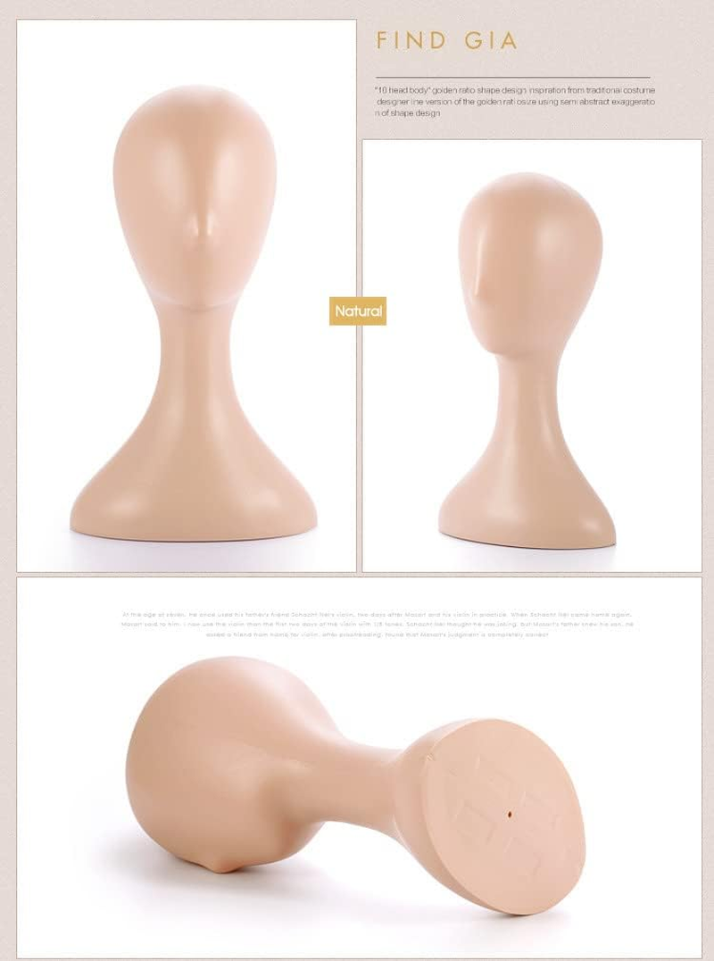 Plastic Female Mannequin Wig Hair Hat Scarf Manikin Head Model Display Stand (Natural) image number 4