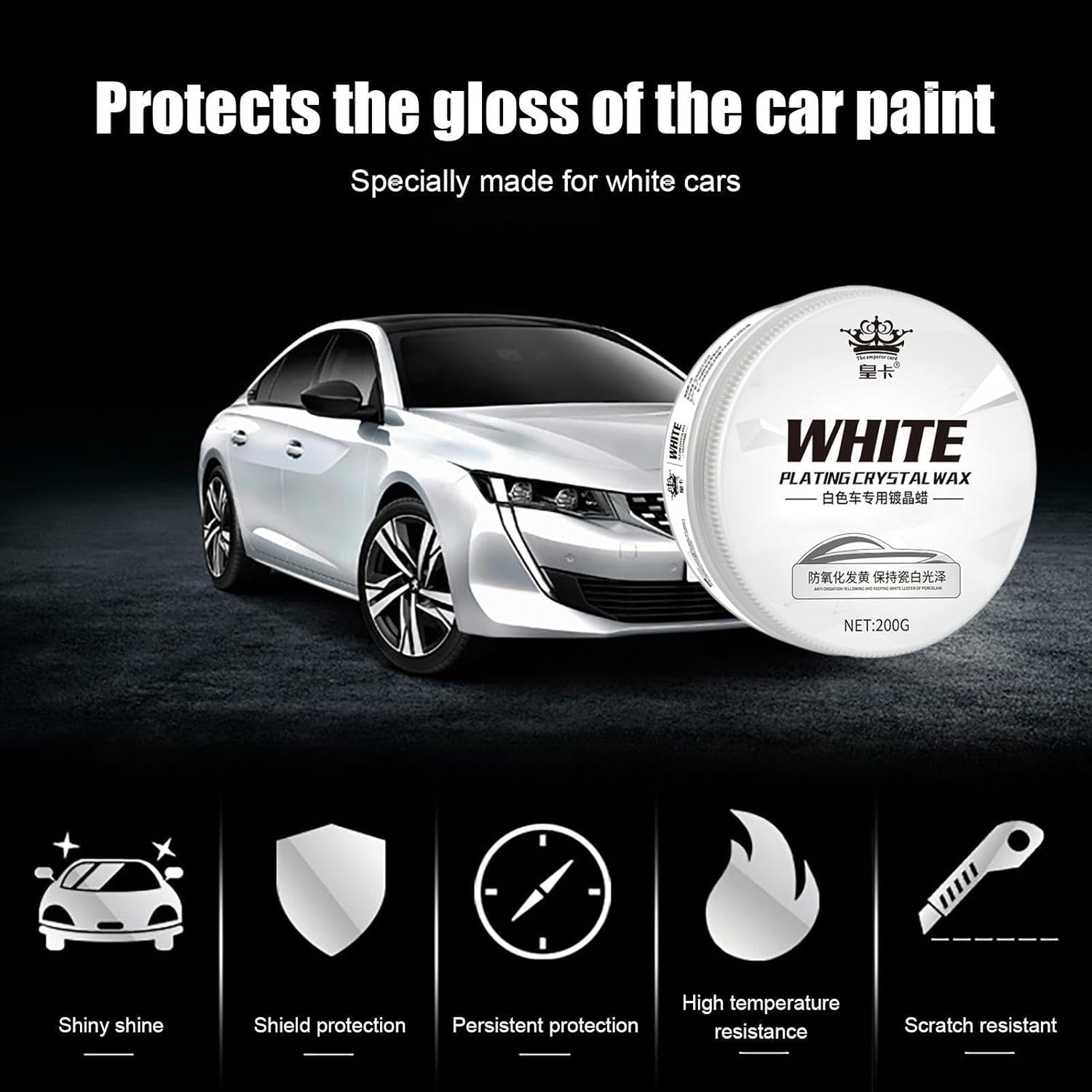 Generisch White Car Wax Paste - Automotive Wax, Scratch Remover Paste, Car Care Product | Solid for White Vehicles, Including SUV, Cleans and Protects Metal Logos, Glass Surfaces image number 2