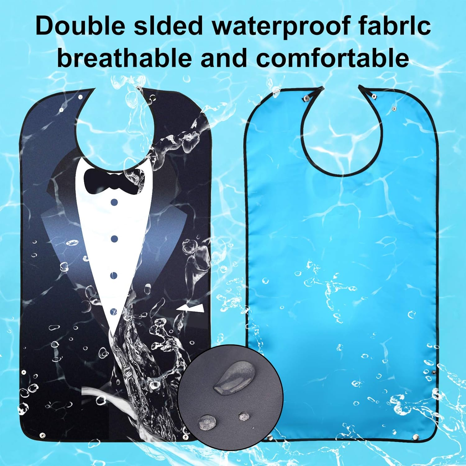 AIEX Adult Bibs for Eating Men Bow Tie Pattern Machine Washable Clothing Protectors with Crumb Catcher for Elderly Men - Costume 04 image number 6