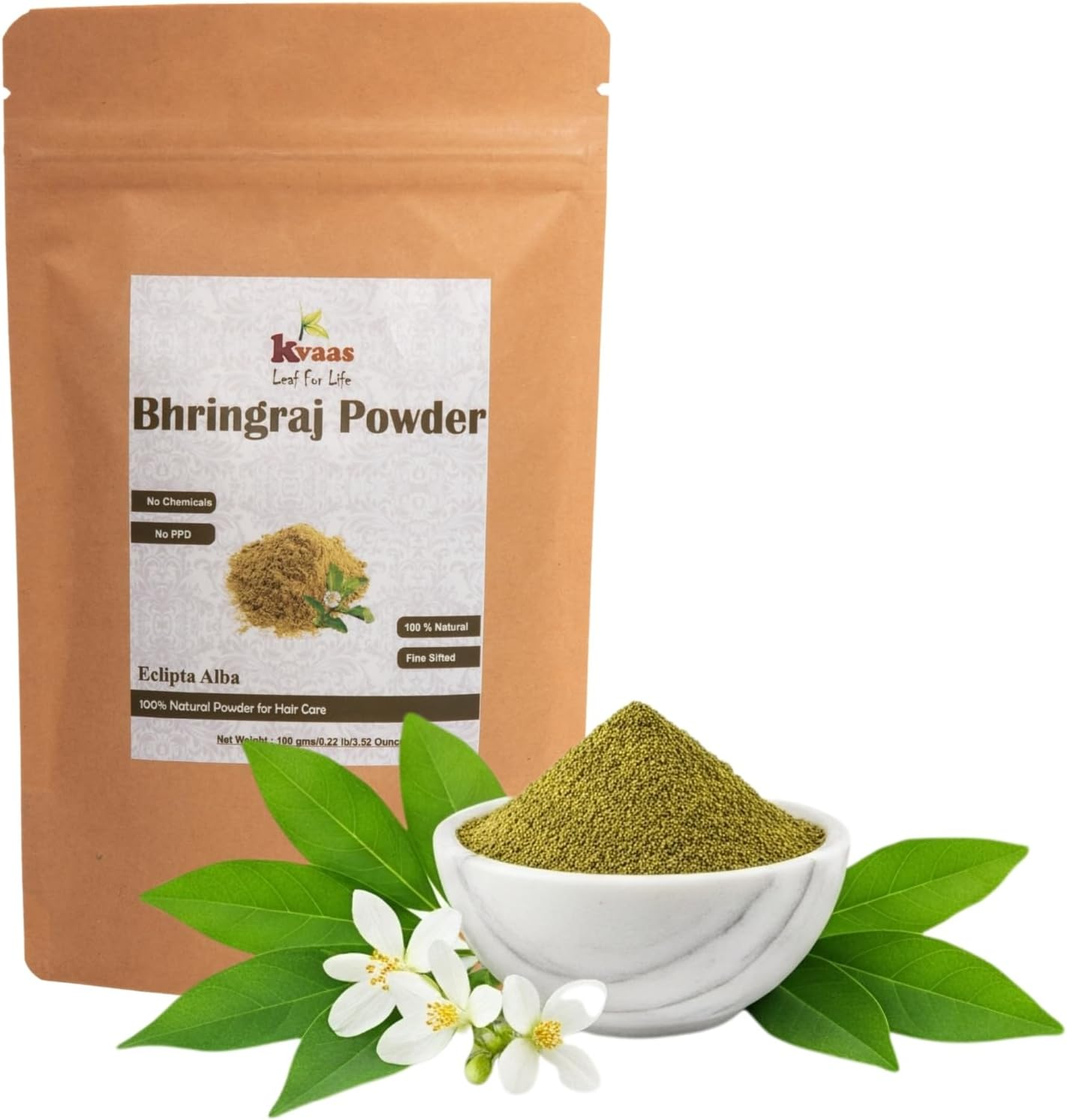 Bhringraj Powder | 3.53 Oz (100 G) | Eclipta Alba | Natural & Pure Powder for Hair Care by KVAAS image number 2