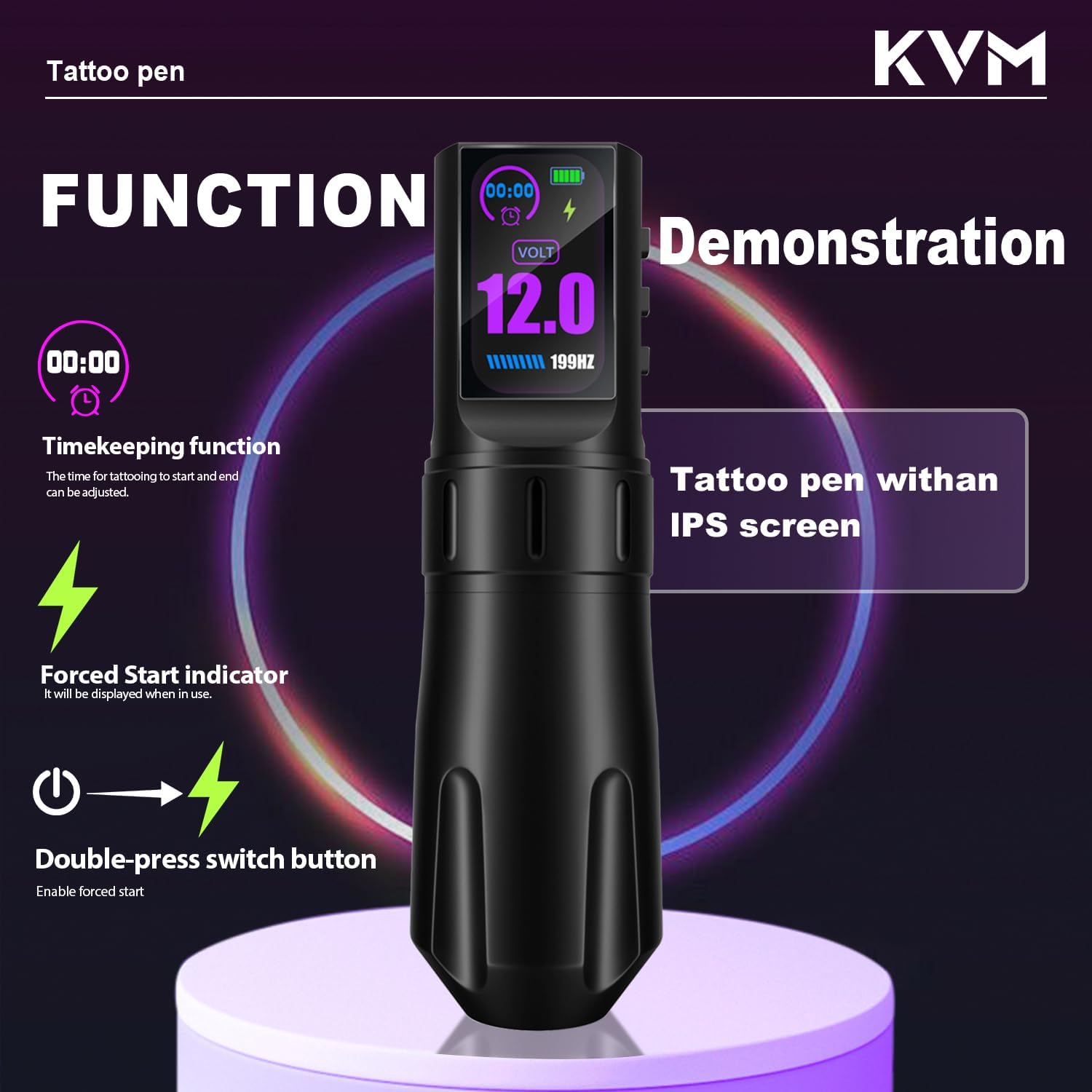 KVM Large IPS Screen Tattoo Kit Wireless 1800Mah Suitable for Professionals Kits （Tattoo Ink Are for Tattoo Practice Use Only） image number 3