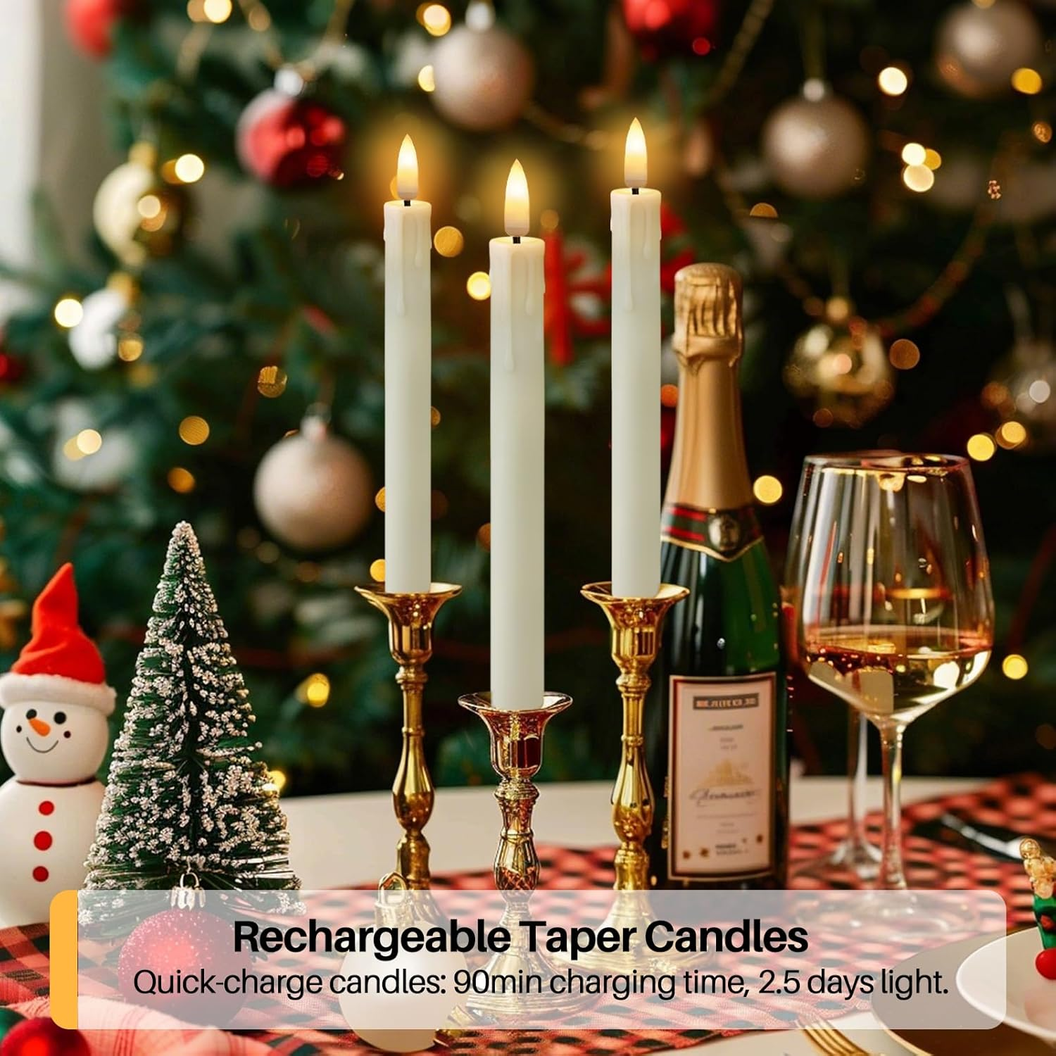 Neween Rechargeable Flameless Taper Candles, LED Candlesticks Flickering, Battery Operated Candles with Remote Timer Replacement Light Head for Home Wedding Christmas Decor, 6 Pcs, Ivory image number 5