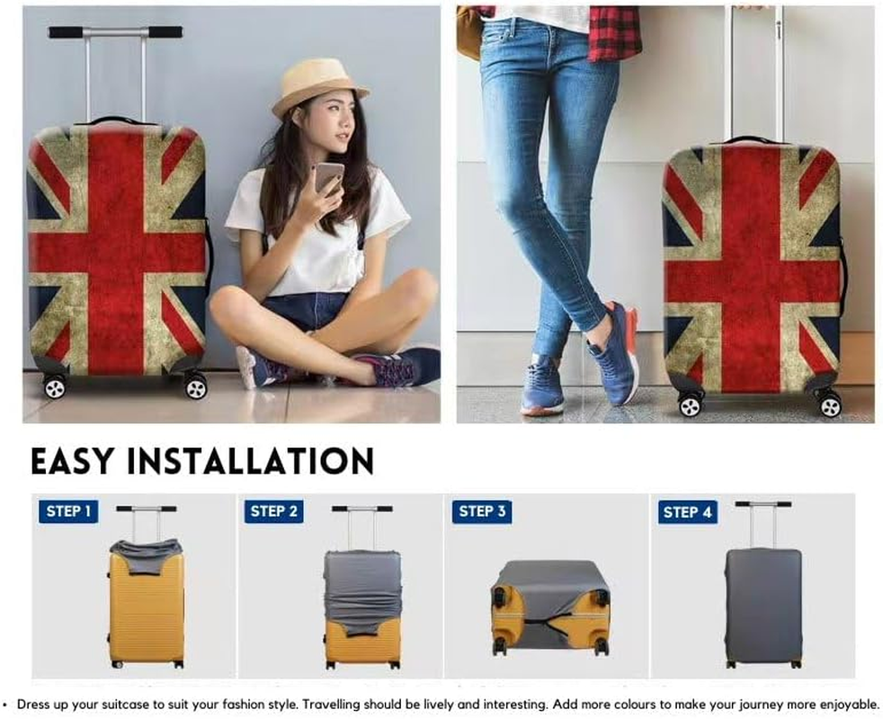 Fonefunshop Union Jack Elasticated Protective Skin Cover for Medium 22" - 26" Suitcase, Red White Blue image number 1