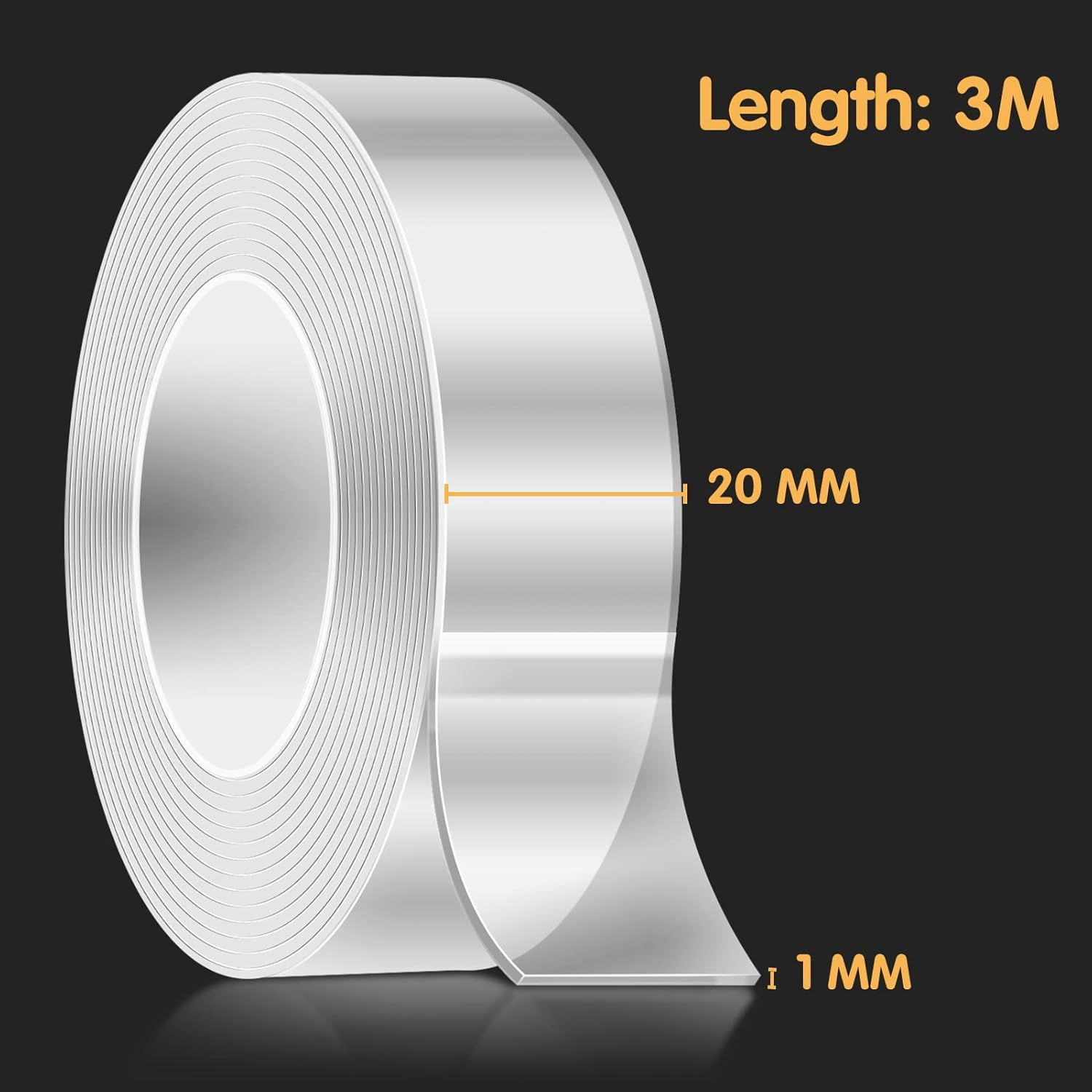HOMMAND Double Sided Tape Heavy Duty, Waterproof Acrylic Double Sided Adhesive Clear Tape, Removable Sticky Tape for Walls/Carpet/Wood image number 5