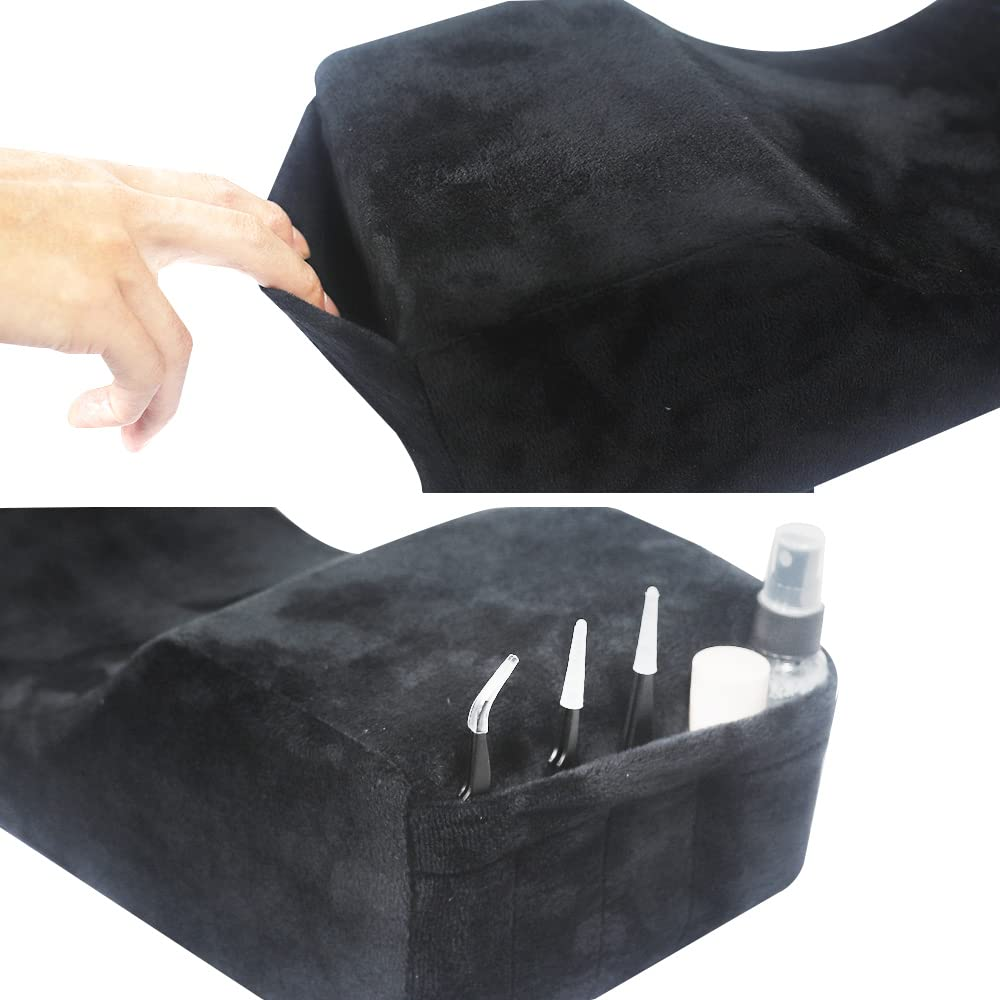 Mnpartnery Salon Eyelash Extension Neck Pillow - Comfortable Velvet Beauty Memory Foam Pillow,To Protect the Neck When Used for Lash Extension Grafting Make up (Black)