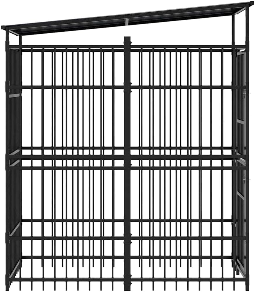 Outdoor Dog Kennel with Roof Steel Large Pet Enclosure Safe Outdoor Space image number 4