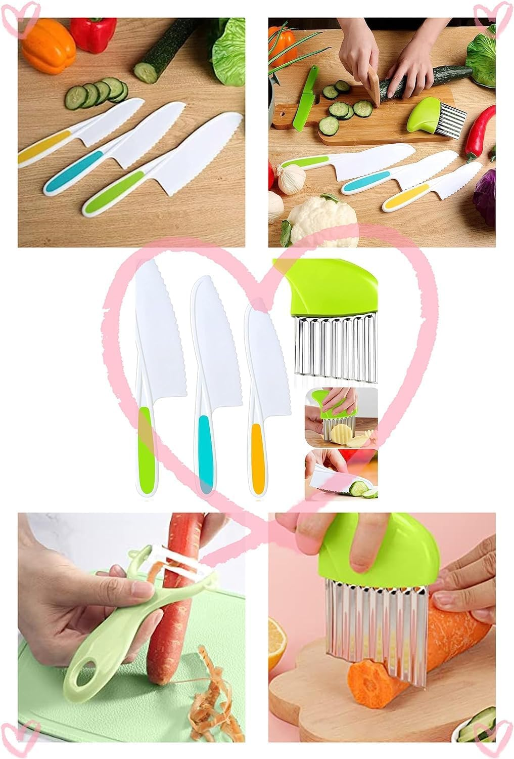 Kids Cooking Cutter Set,7Pcs Kids Kitchen Baking Knife Sets Children'S Cooking Knive,Kids Kitchen Knife,Kid Safety Cook Knives,Kids Safe Knives Set for Cook and Cutting Fruits ﻿ ﻿ image number 3