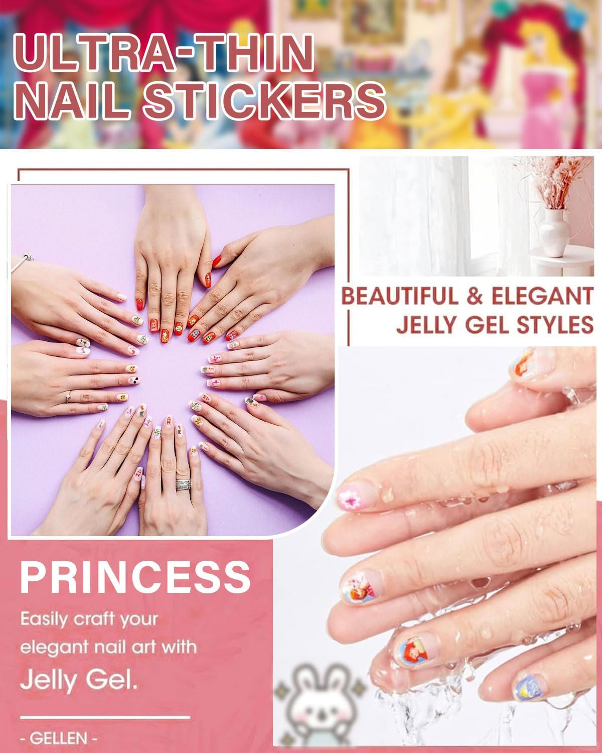 SCJJZ 30 Sheets Nail Stickers Self-Adhesive Mermaid Princess Nail Design Self-Adhesive Nail Stickers Nail Design Accessories Nail Stickers for DIY Decorations, Manicure, Mobile Phone Cases image number 2