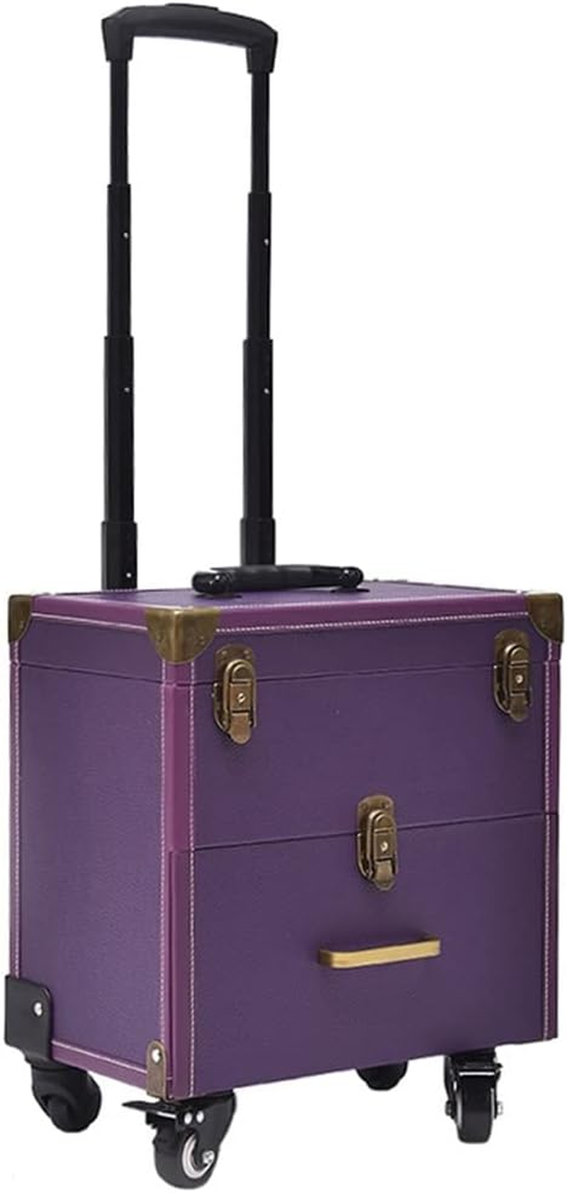 Ladies Multi-Layer Large-Capacity Cosmetic Case Manicure Tattoo Rolling Cosmetic Case Multi-Function Trolley Suitcase /1243 (Color : White, Size : 36X23X34Cm)