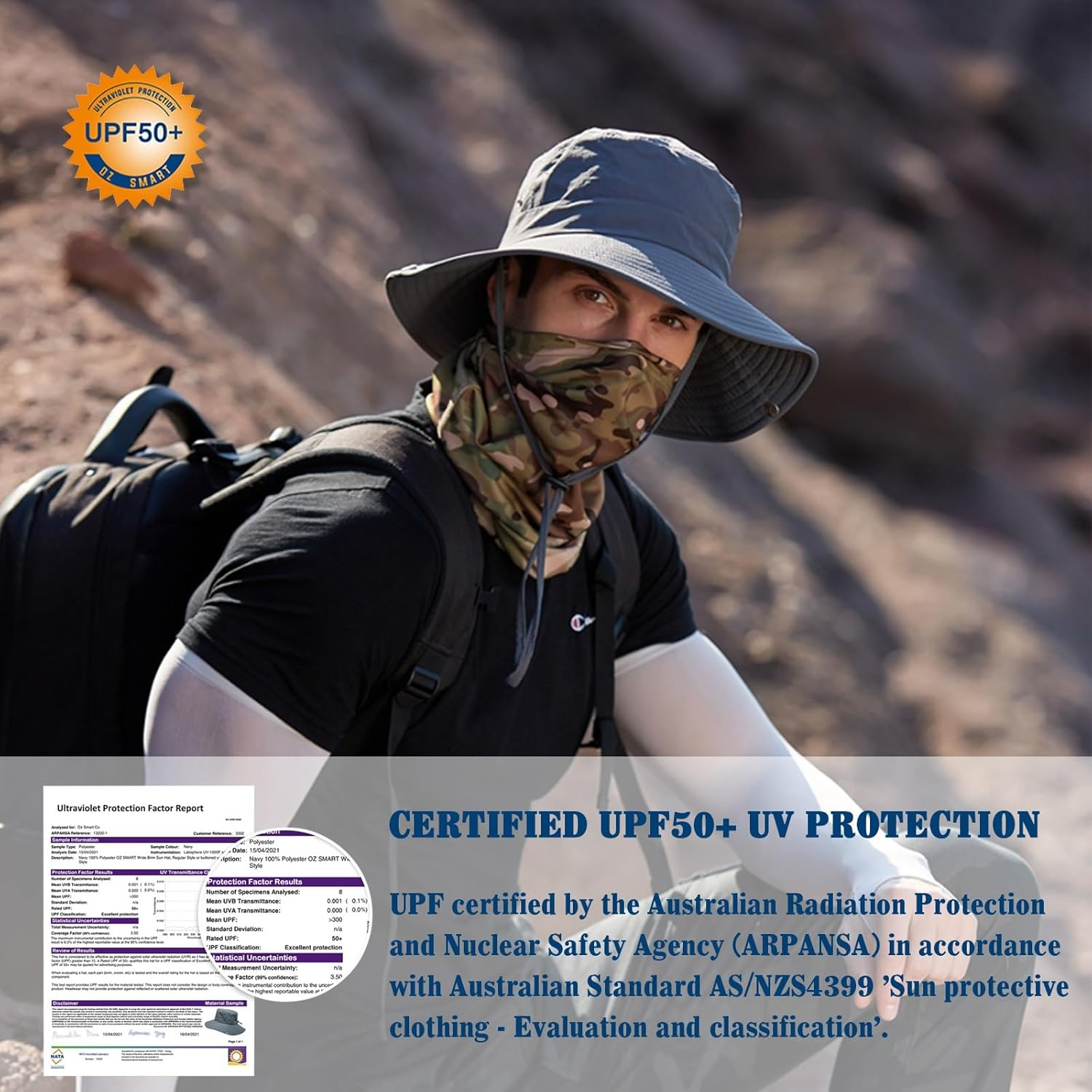 Bucket Hat Cowboy Style, UPF 50 UV Protection Wide Brim Sun Hat for Men & Women, Outdoor Camping Gear with Chin Strap &ndash; Smart Wind Resistant Boonie Hat for Fishing, Hiking, Golf - Dark Grey image number 6