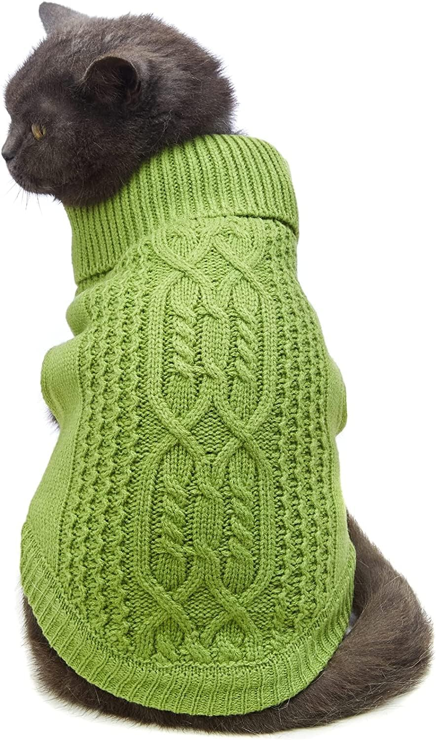 Cat Sweater Turtleneck Knitted Sleeveless Cat Clothes Warm Winter Kitten Clothes Outfits for Cats or Small Dogs in Cold Season (Medium, Grey)