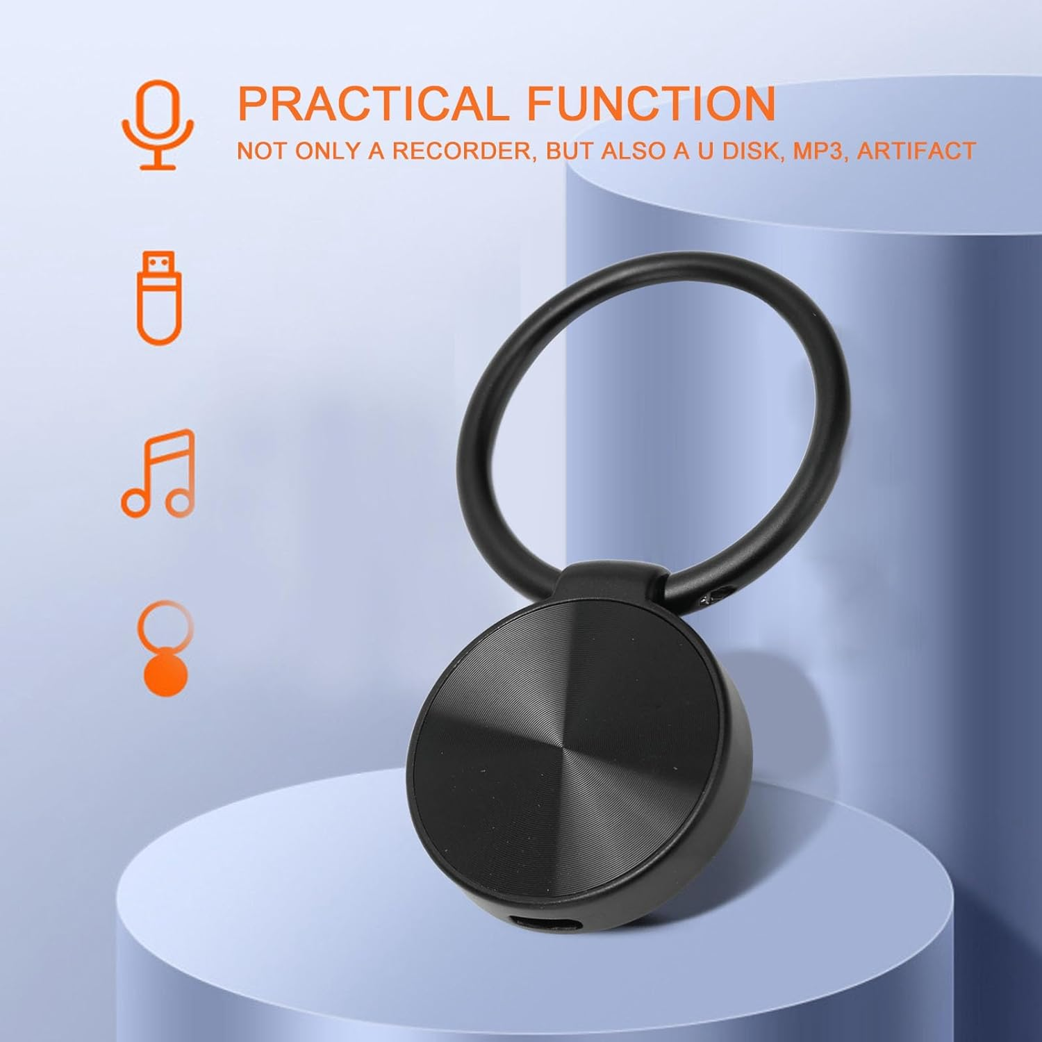 4GB Voice Activated Recorder Keychain with AI Smart HD Lossless Noise Reduction, Pocket Recorder, MP3 Recorder for Lecture, Interview - Digital Mini Voice Recorder with Earphone image number 2