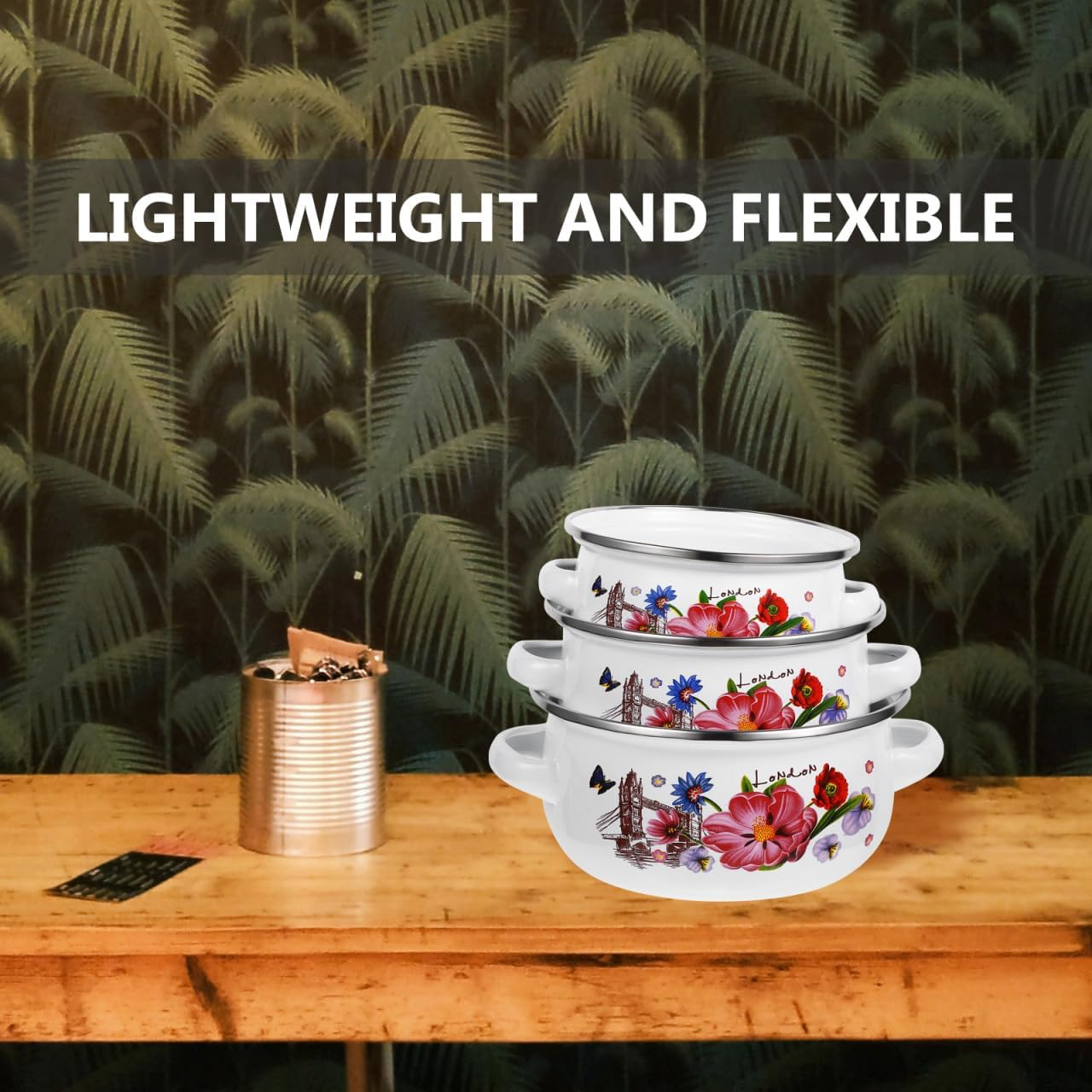 Zerodeko 3Pcs Enamel Simmer Pot Kitchen Soup Pot Small Stew Pot Convenient Pots Instant Noodles Pot Enamel Pot for Stove Pan Enamel Sauce Pot Vintage Pans Pot image number 6