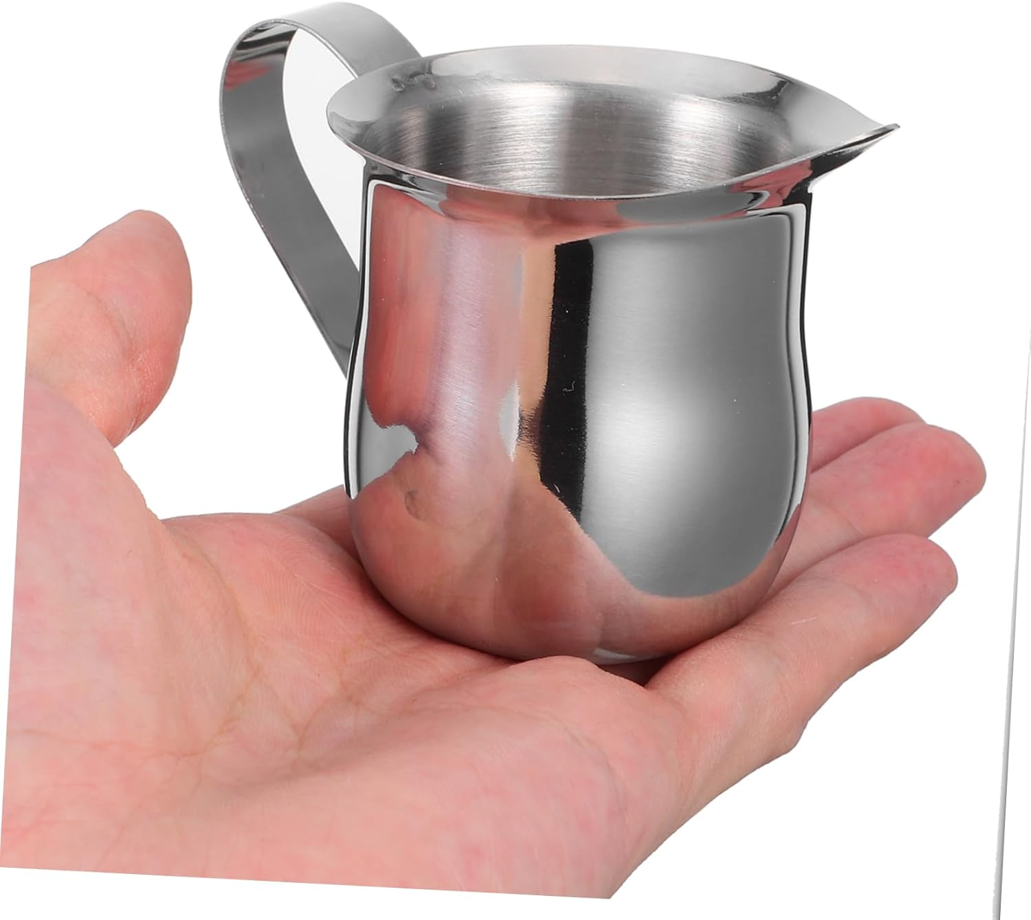 FUNOMOCYA Stainless Steel Mini Coffee Jug 3Oz 90Ml Milk Frothing Pitcher Espresso Milk Steamer Cup for Home Coffee Brewing 2Pcs Set image number 5