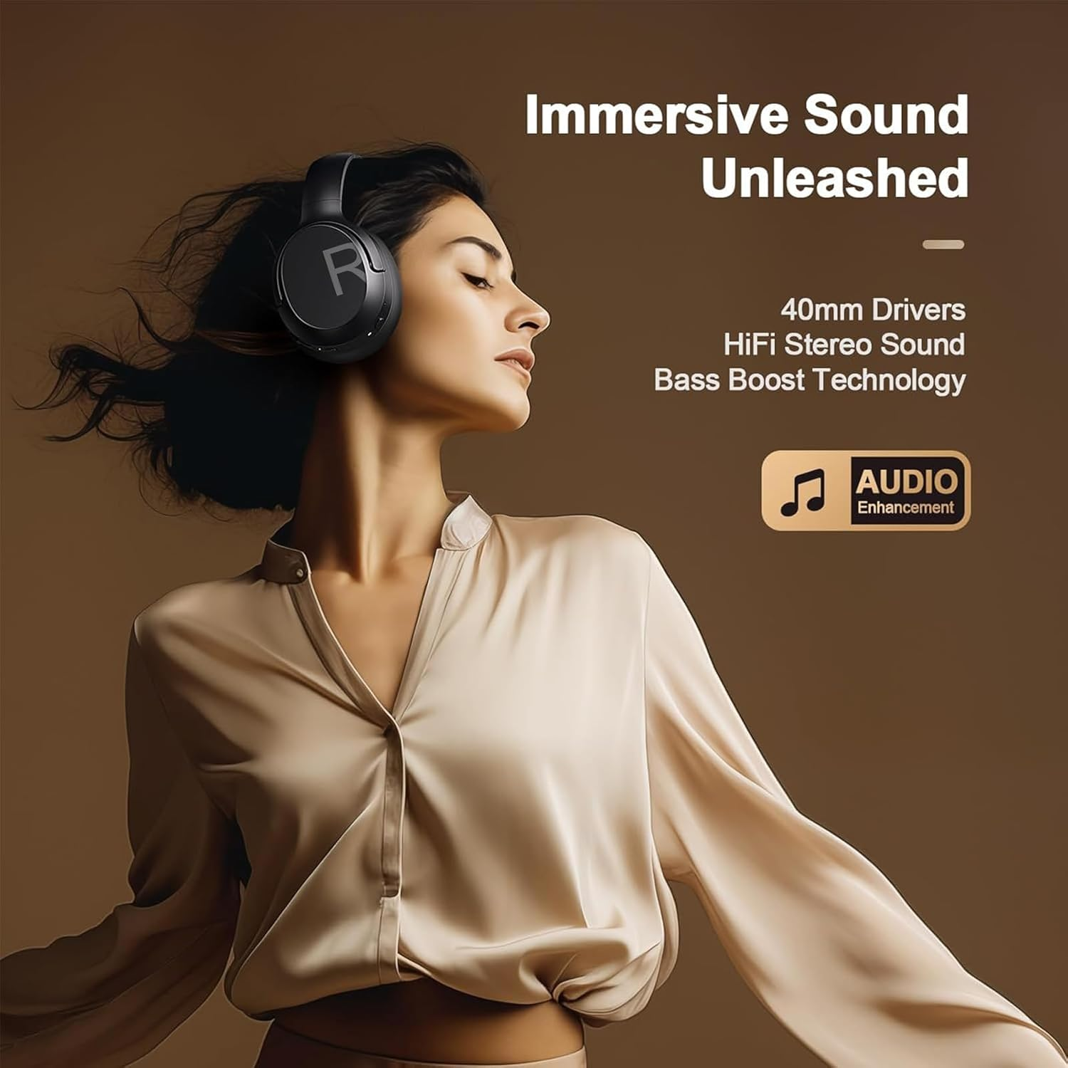 Bluetooth Headphones, Hybrid Active Noise Cancelling Wireless Headphones over Ear with Microphone, 140H Playtime, Transparency Mode, Deep Bass, Clear Calls, Comfort Fit for Travel, Home Office image number 4