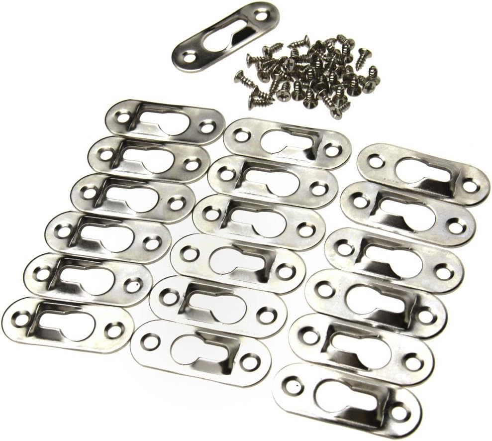 SING F LTD 20Pcs Metal Keyhole Hanger Fasteners for Picture Frames Mirrors Cabinet