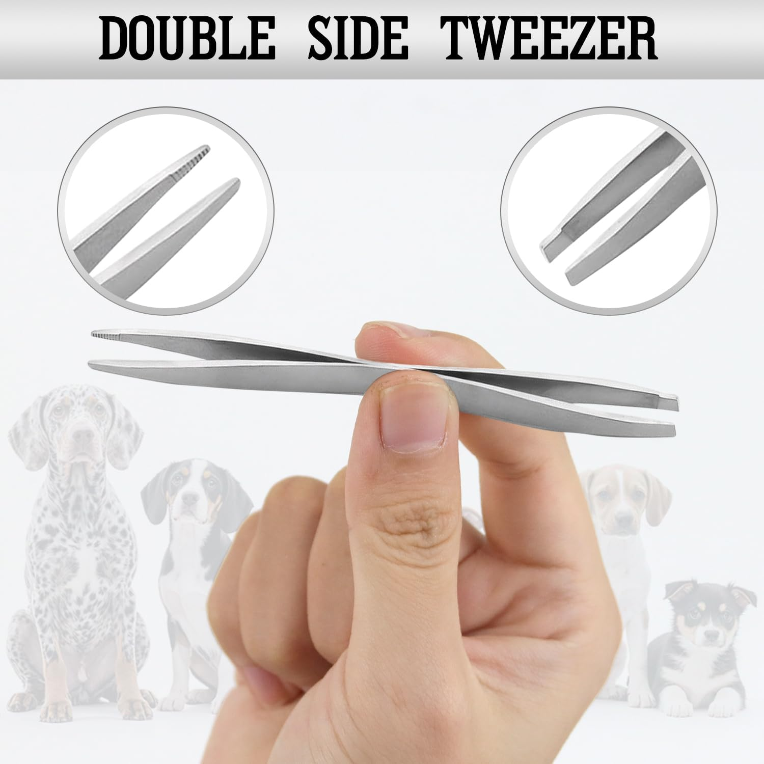 Qcdou Tick Tweezers, Tick Remover, Set of 3, with Stainless Steel Tick Tweezers, Tick Hooks, Tick Removal, Storage Bag, Tick Removal for Dogs, Cats, People image number 4