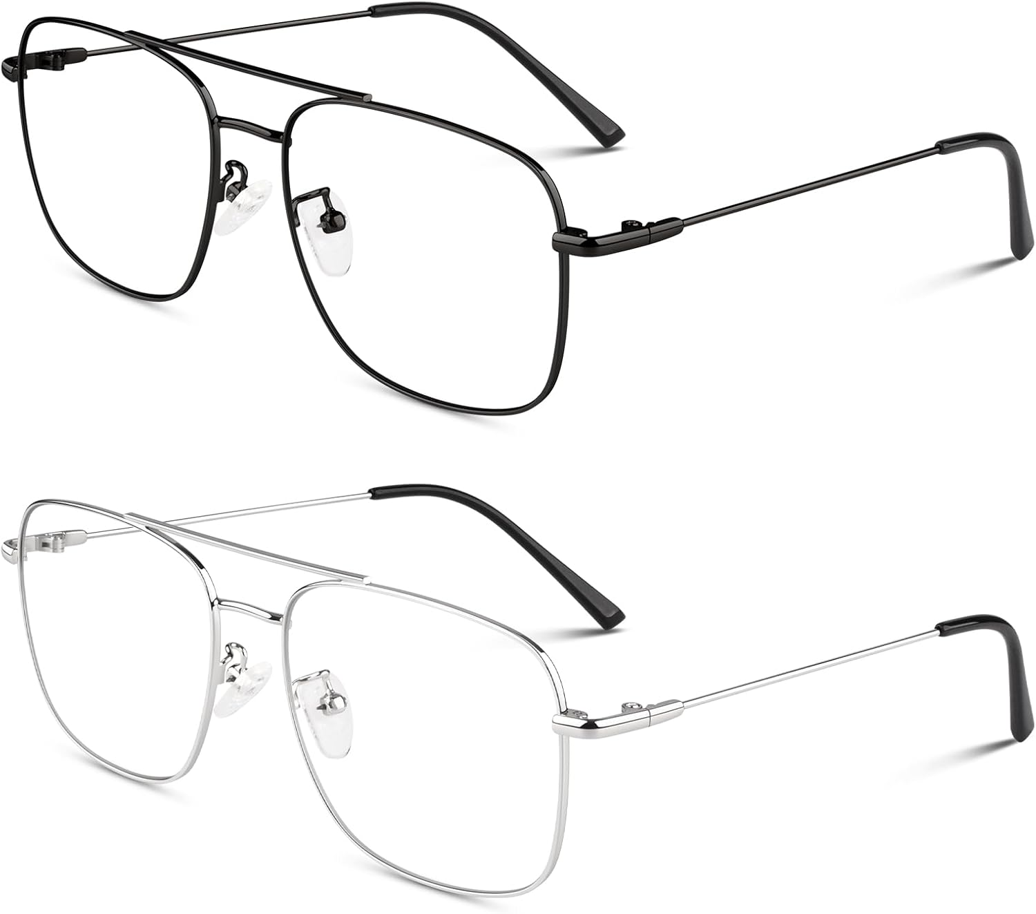 LINVO Fake Glasses Non  Clear Lens Metal Frame Fashion Eyewear for Women Men