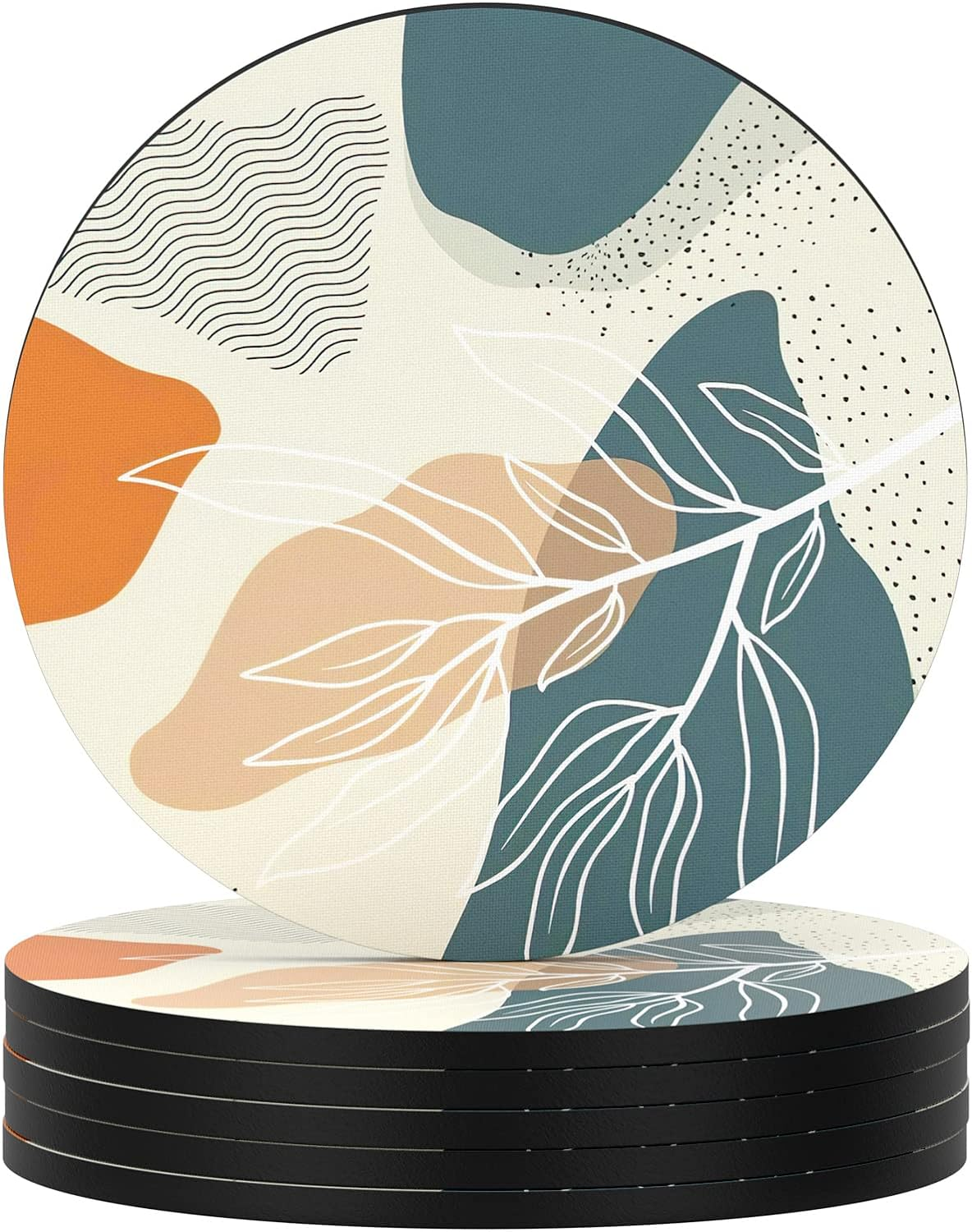 Nipichsha Coasters for Drinks, Set of 6 Cute Absorbent Rubber Drink Coasters for Cup with Non Slip Backing, Kitchen Home Decor Housewarming Gift, round 4 In, Pink Gilt