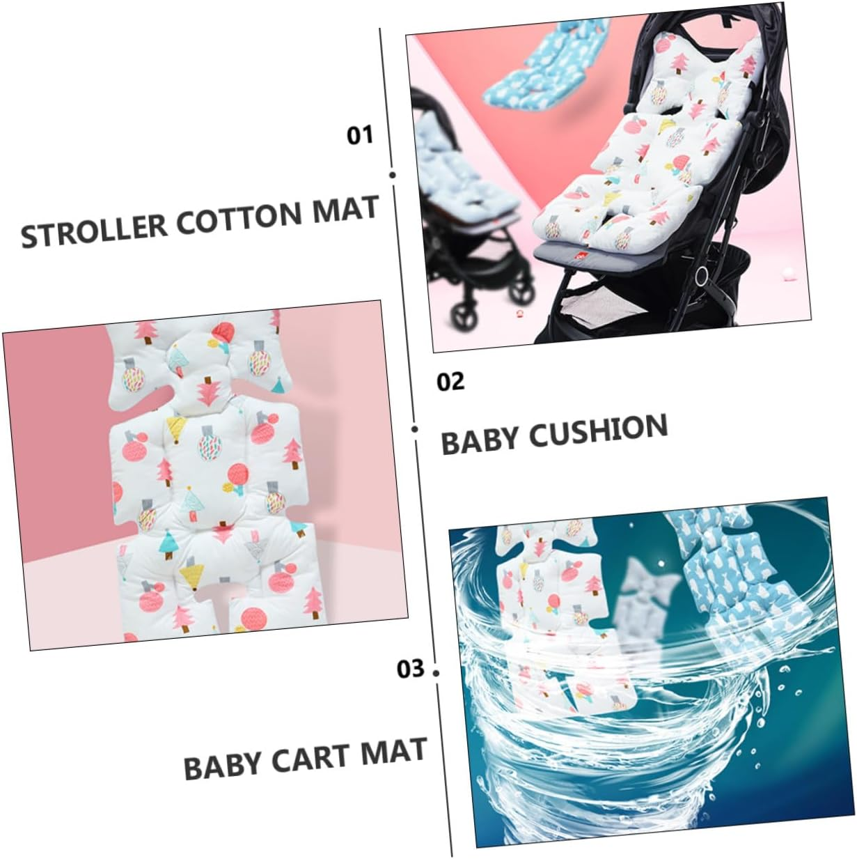 Breathable Stroller Cushion Pad Soft Cartoon Protector for Pushchair High Chair Seat Shock-Absorbing Padded Liner for Comfort and Safety Multifunctional Pram Cushion with Gentle image number 1