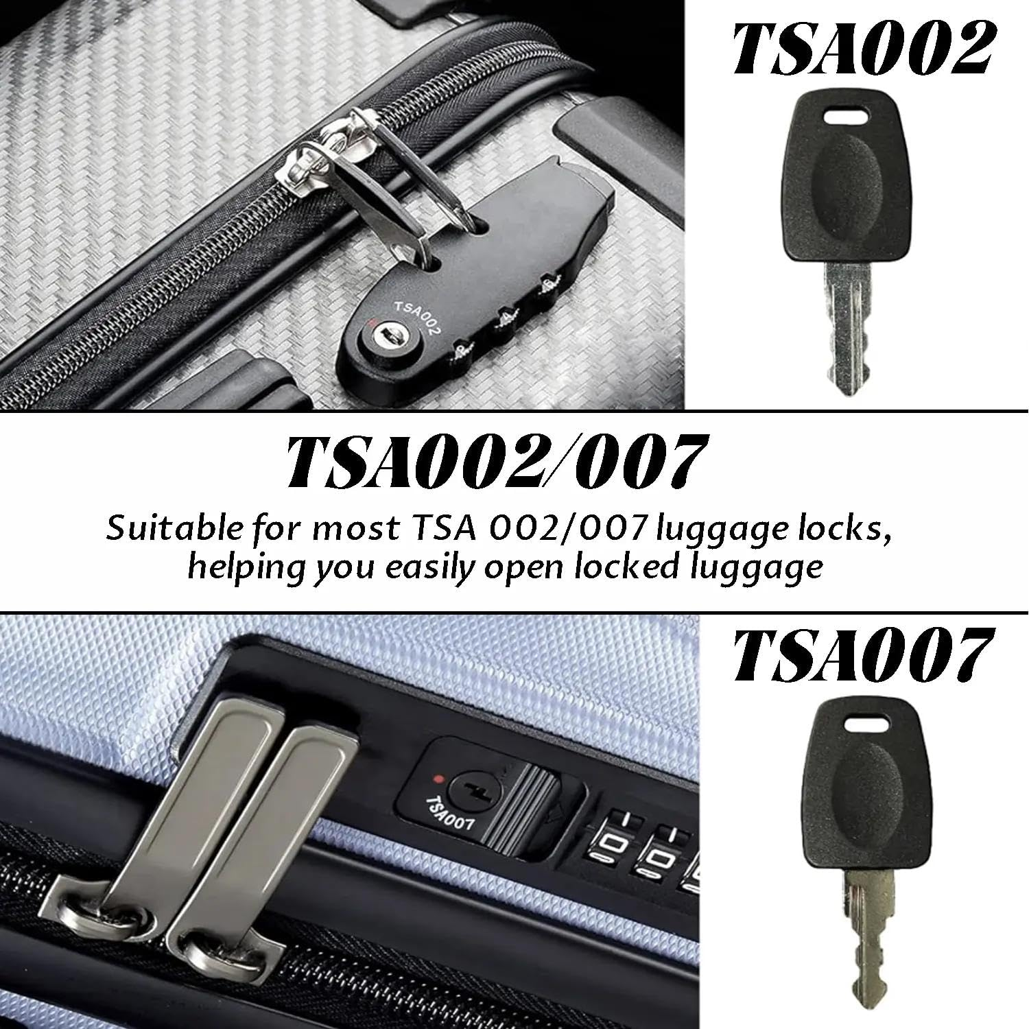 Yotsuba 2-Pack Keys for TSA002 TSA007 &ndash; Universal Master Luggage Keys Compatible with TSA002 TSA007 Master Locks for Suitcases, Travel Bags &ndash; Emergency Access, Durable Alloy Steel image number 6