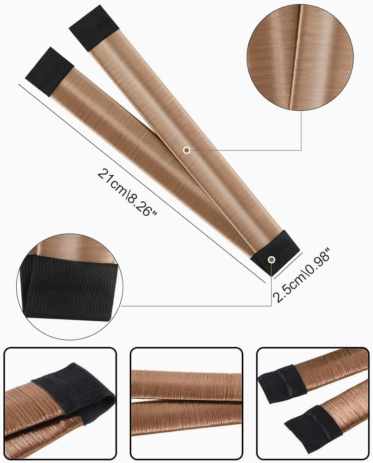 BPTRKOM Pack of 2 Bun - Girls Women'S Hair Styling Tool, Hair Knitting Tool Accessories, DIY Hair Styling for Long and Short Hair, French Twist Hair Bun Styling Braid Holder Tool (Light Brown