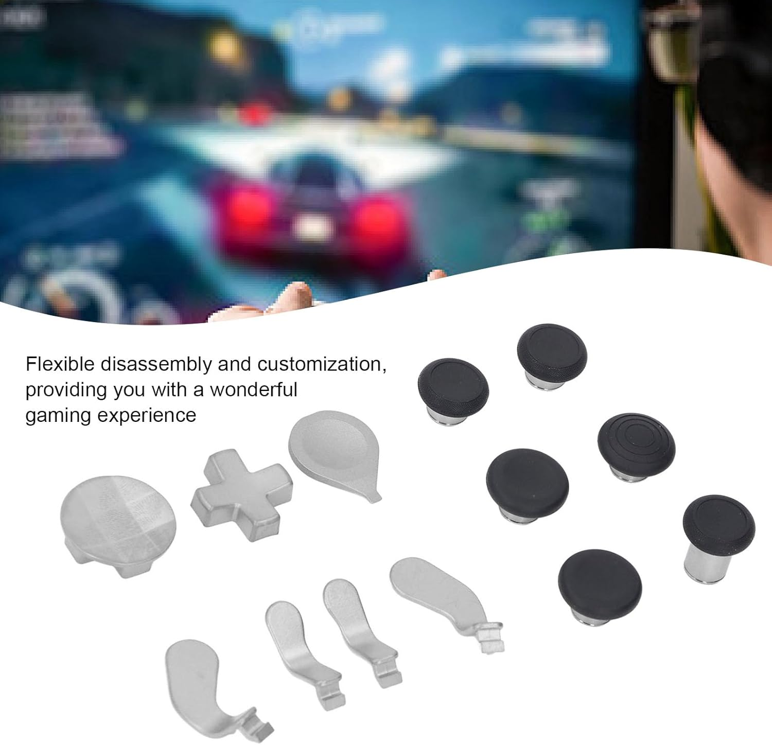 Controller Paddles for Elite Series 2, Controller Accessory Set with Customizable Thumbsticks, D Pad, Paddles and Tool for Enhanced Gaming Experience, Easy to Replace (Silver) image number 4