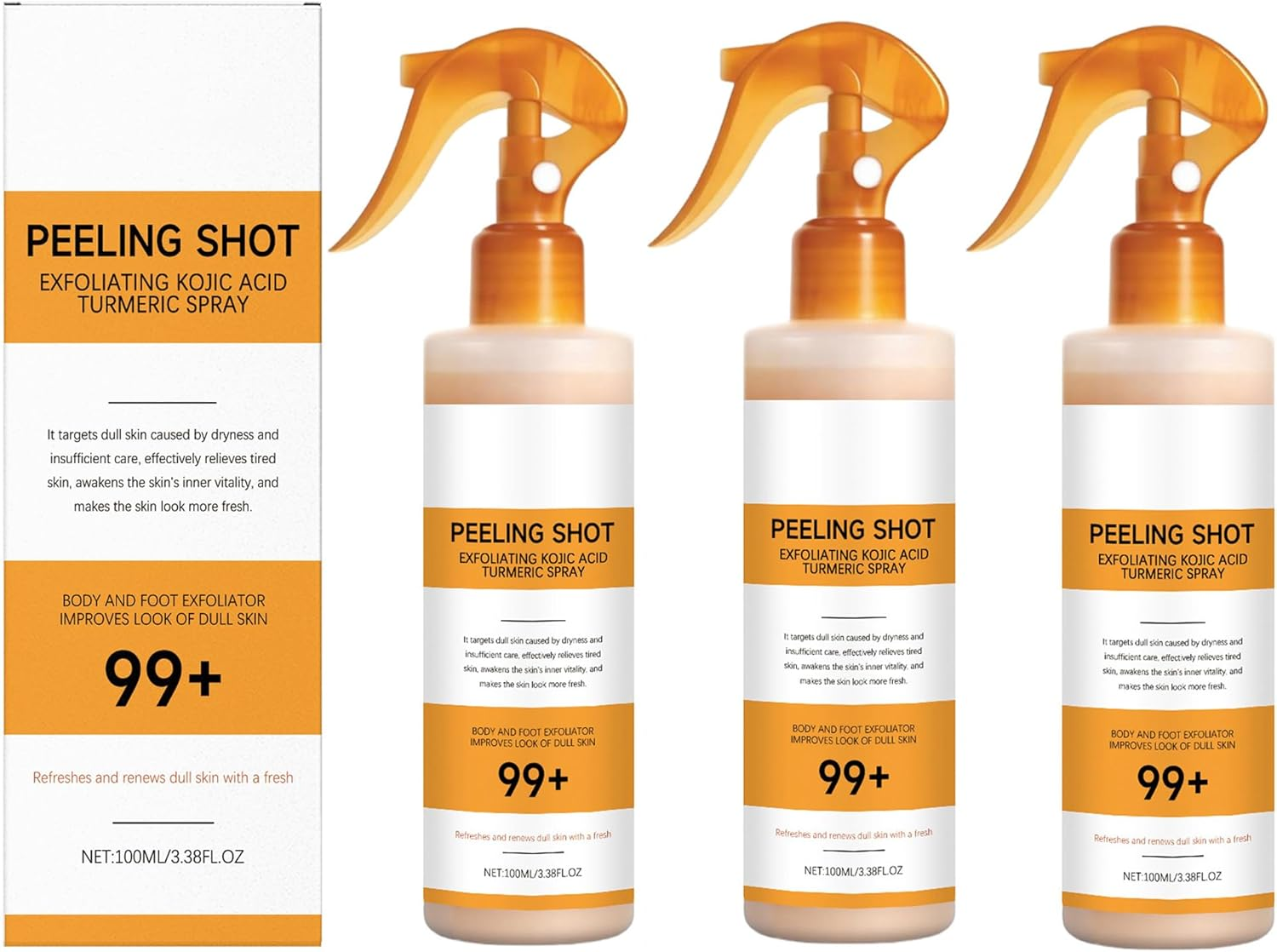 3PCS Peel Shot Keratin Care Kojic Acid Turmeric Spray, Body Peel Shot Turmeric Spray,Exfoliating Peeling Solution,Hydrating Formula for Smoother,Brighter Skin image number 6