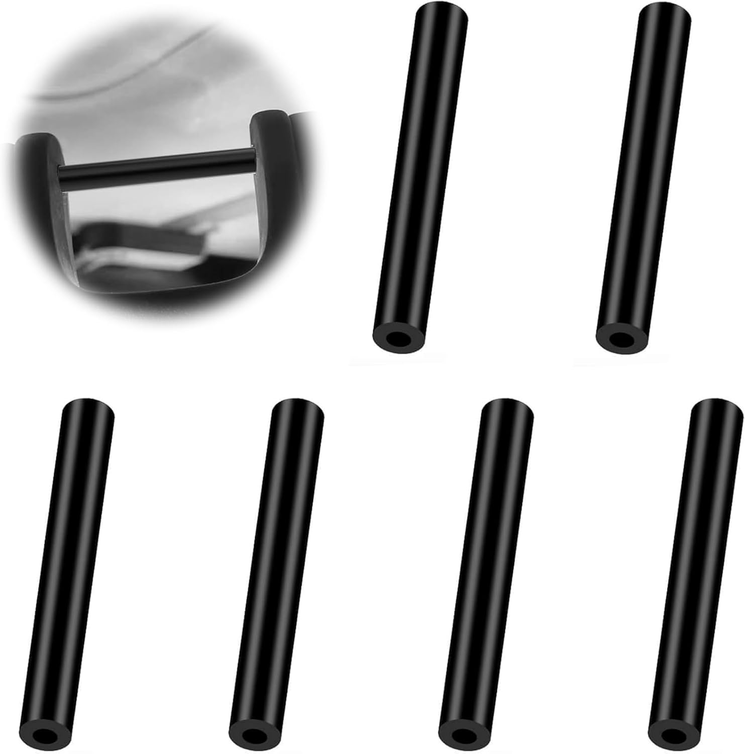 6 Pack Sun Visor Repair Kit,Compatible with -Jeep- Wrangler, JK JKU 2007-2017,Silicone Rubber Black Repair Tube,Driver & Passenger Side Sunvisor Repair Tube,Auto Parts image number 6