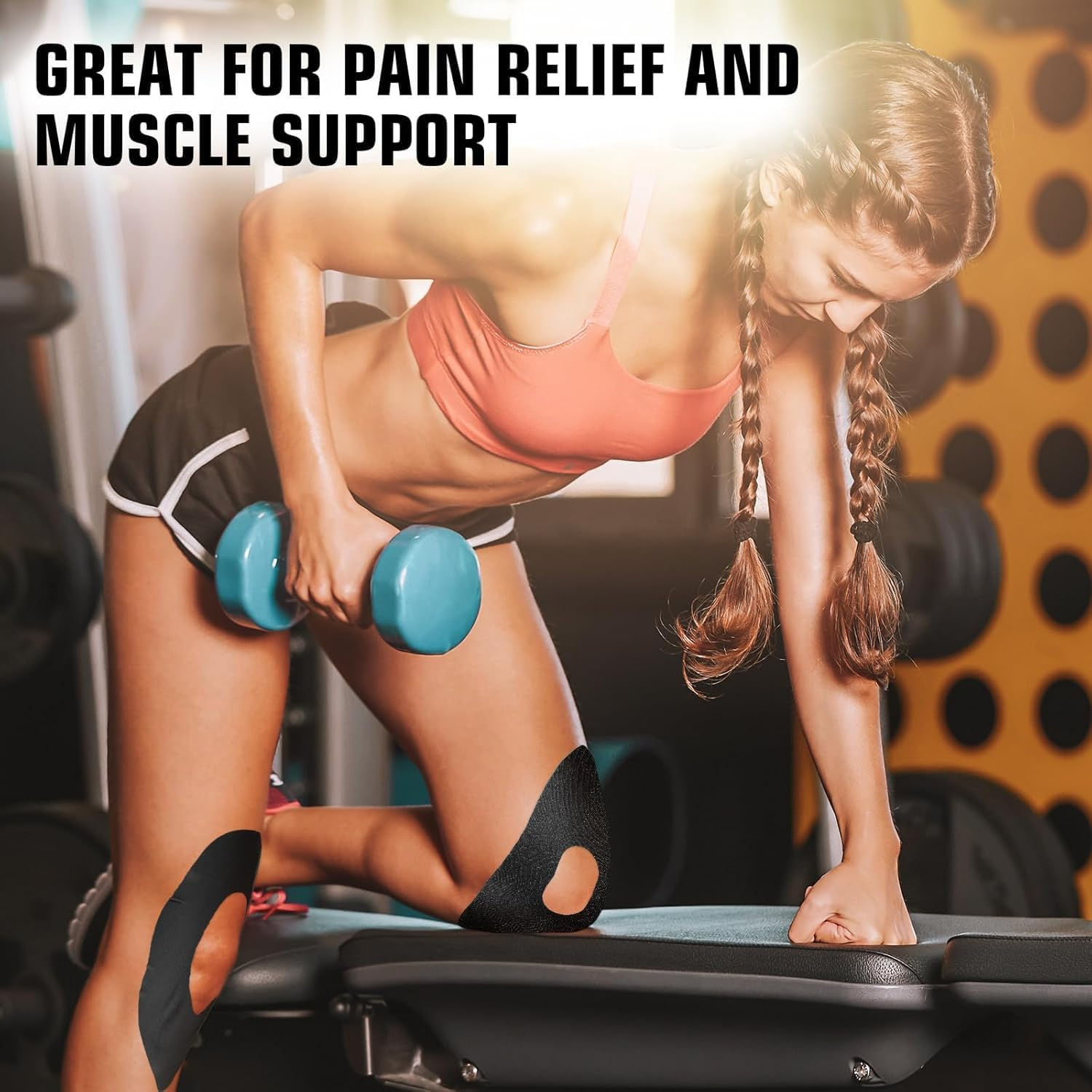 Pre-Cut Waterproof Knee Tape, 12Pcs Precut Kinesiology Tape for Knees, Waterproof Pre-Cut Knee Kinesiology Patch, Precut Elastic Sports Kinesiology Patch image number 5