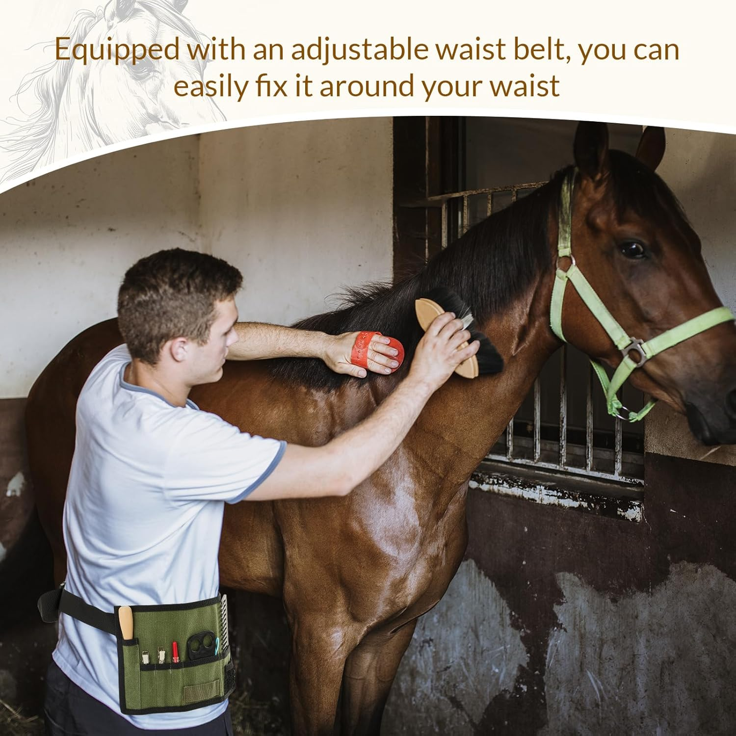 Cosblank 9 Pcs Horse Braiding Kit Complete Mane Horse Grooming Set Essential Supplies for Dressing up Your Horse for Western Party Events and Celebrations(Hunter Green) image number 5