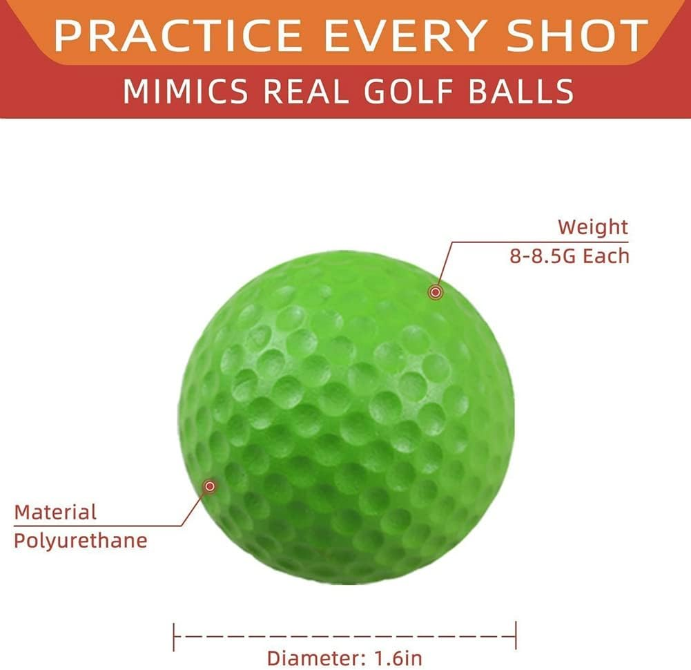 Aribrnten 20 Pcs Air Golf Practice Balls,Foam Ball,Golf Training Indoor and Outdoor, for Backyard Hitting Mat,White image number 6