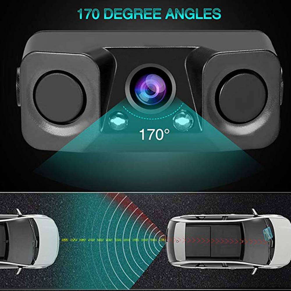 Polarlander 3 in 1 Rear View Camera Waterproof Video Parking Sensor Car Reverse Backup Camerawith 2 Radar Detector Sensors Bibi Alarm image number 5