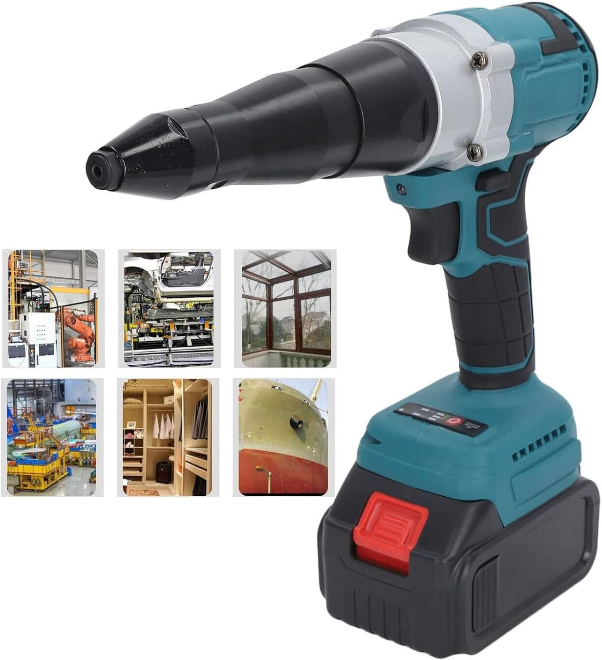 Tootoo Brushess Cordless Rivet Gun Automatic Pop Gun for Makita 18V Two Battery image number 5