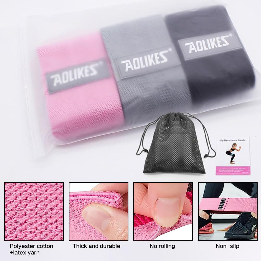 JZS 3 Levels Booty Bands Set, Fabric Resistance Workout Bands Resistance Loop Exercise Bands for Legs Butt at Home Fitness, Yoga, Pilates image number 6