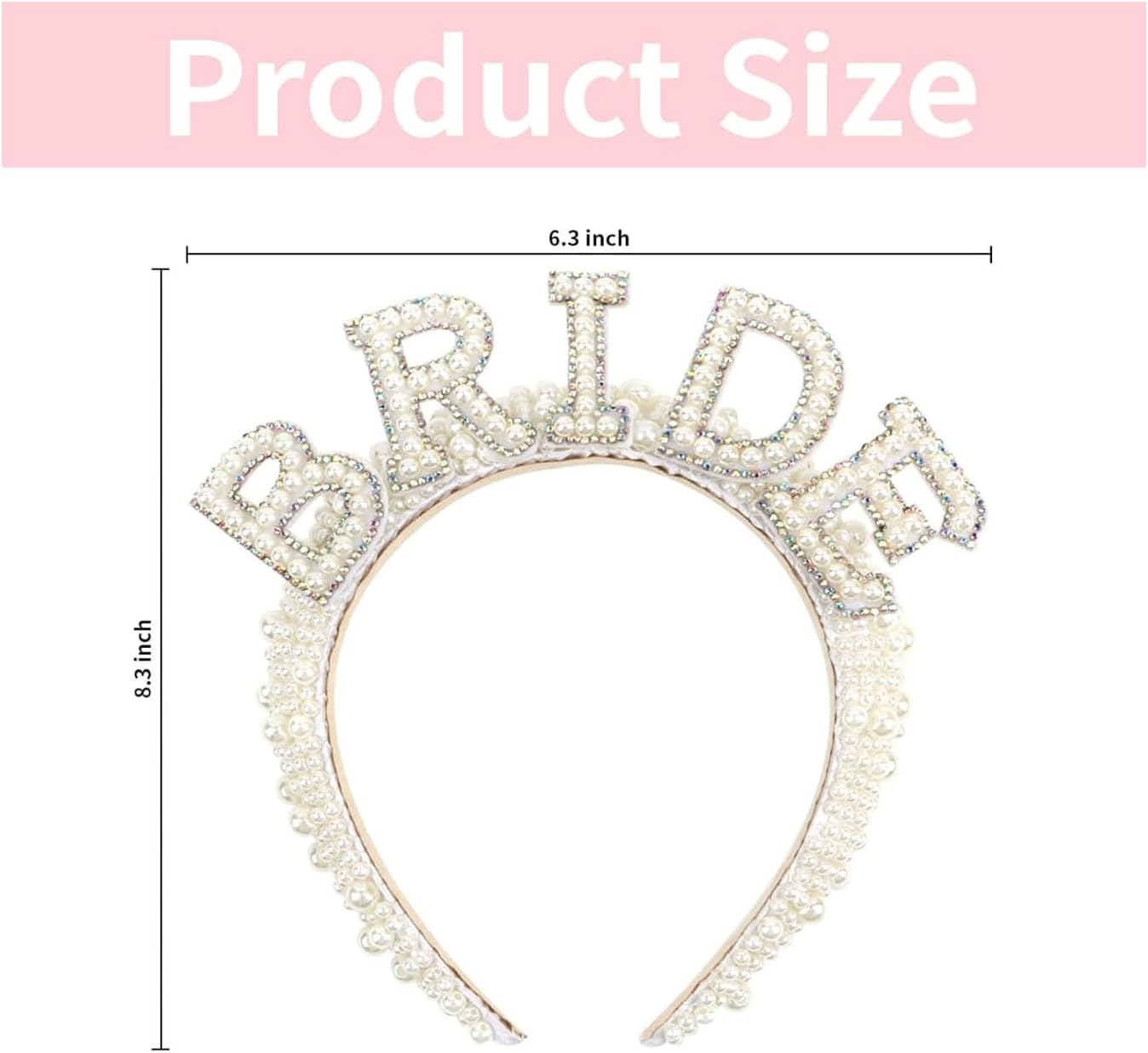 Pearl Bride Headband &ndash; One Size Fits All &ndash; Luxe Velvet Padded Hairband with Faux Pearl &ldquo;BRIDE&rdquo; Lettering &ndash; Perfect Bridal Shower, Engagement, Wedding Gift image number 6