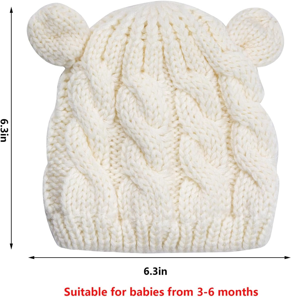 Baby Beanie Hat Gloves Set Newborn Winter Hats with Warm Knitted Glvoes Soft Beanie for Little Boys Little Girls image number 2