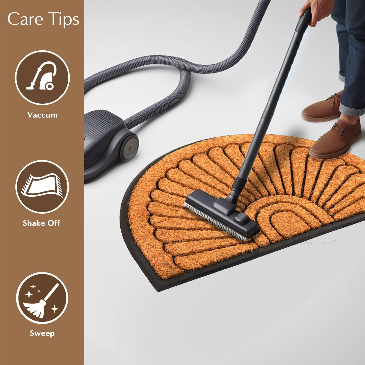 60X90 CM Half round Semi Circle Rubber and Coir Doormat Welcome Entry Mat Kochi