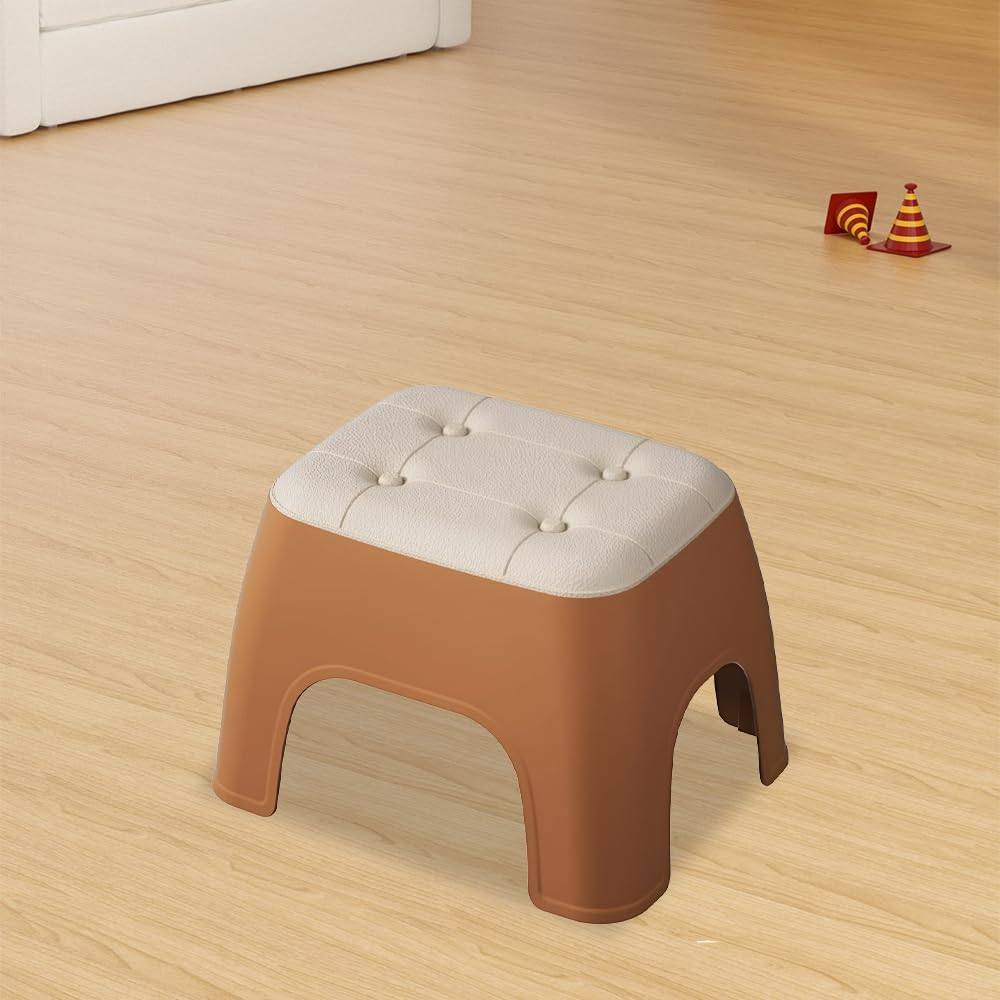 Portable Small Footstool Armchair Shoe Changing Stools Anti-Slip Chair Plastic Toddler Stool Kindergarten Household Small Bench 33X26.5X23Cm (Orange)