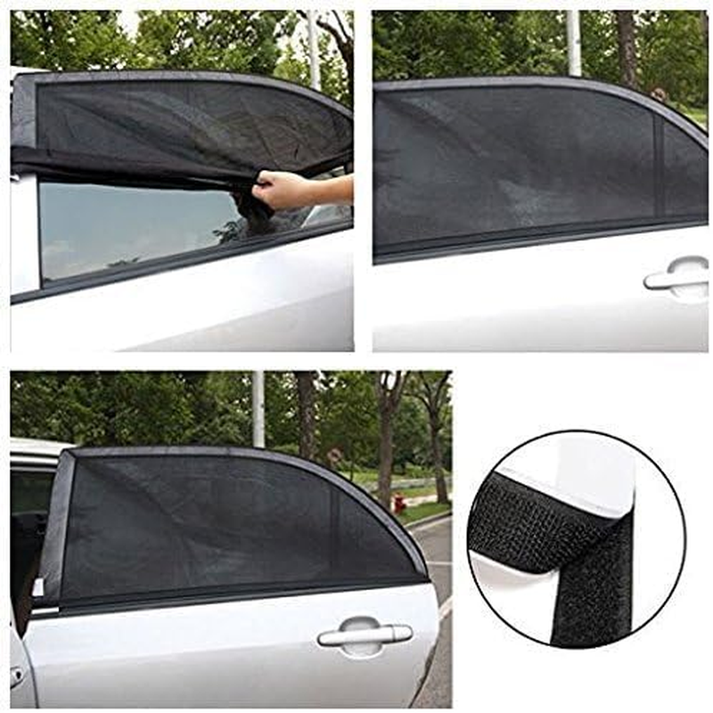 2Pcs Car Window Shade for Baby Universal Fit Adjustable Shade Breathable Mesh Car Curtains Window Net C a R Rear Door Outdoor Camping Netting (L) image number 2