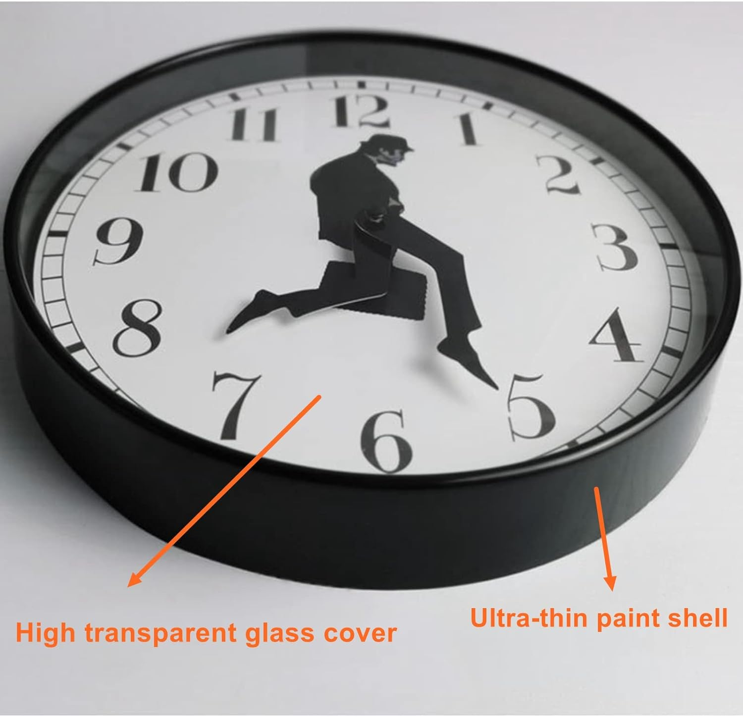 TANKRIN Ministry of Silly Walks Clock, Silly Walk Wall Clock, a Interesting Wall Clock for Bedroom Kitchen Living Room, Novelty Home Decor Gifts (Black) - White image number 4