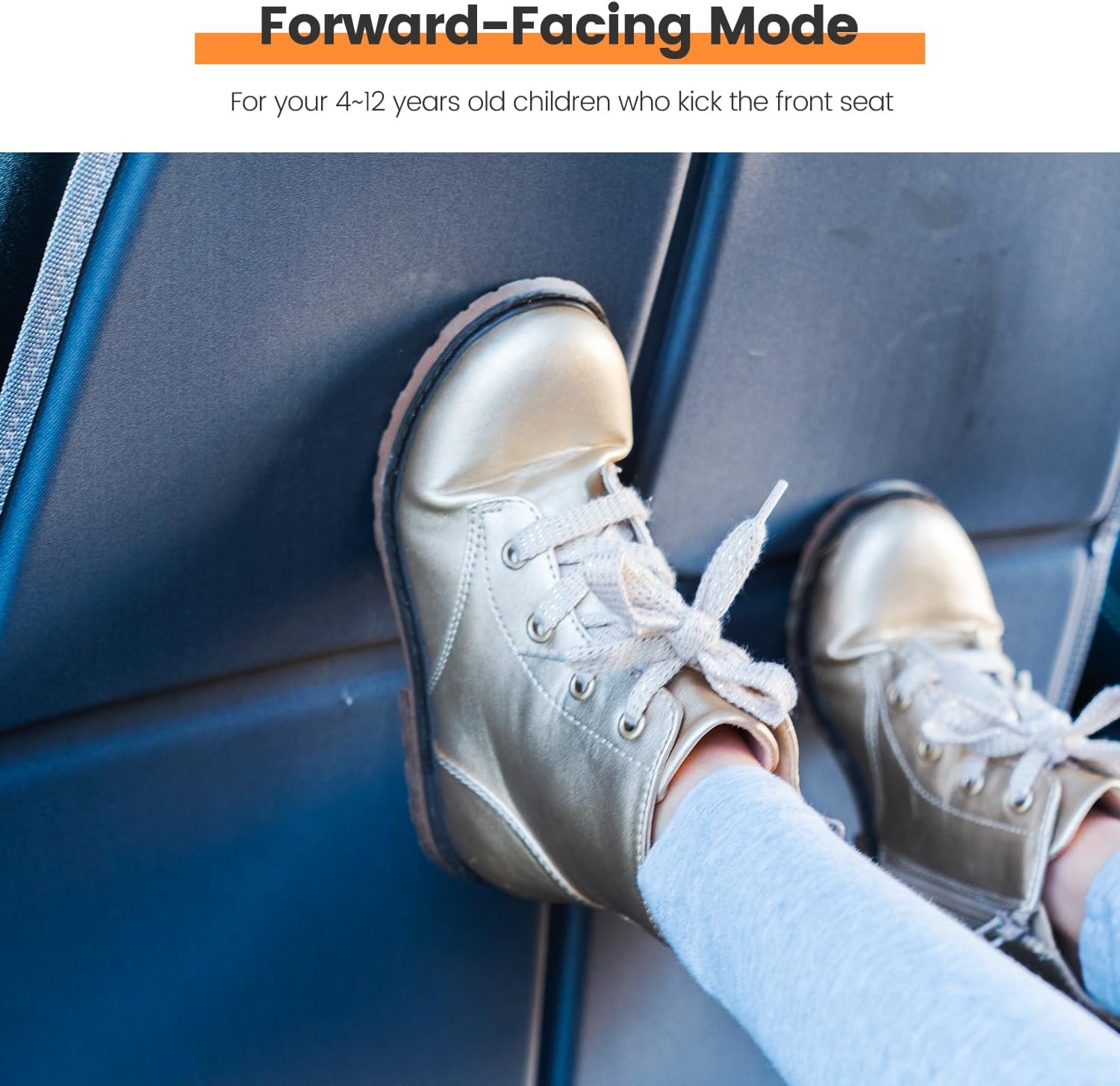 HEYTRIP Car Seat Protector and Kick Mat, Rear-Facing/Forward Facing, for 0~12 Years Old Children, Waterproof, Easy Cleanup, Non-Slip, Fit Most Car Seats(Dark Grey Orange) HEYT07002AB