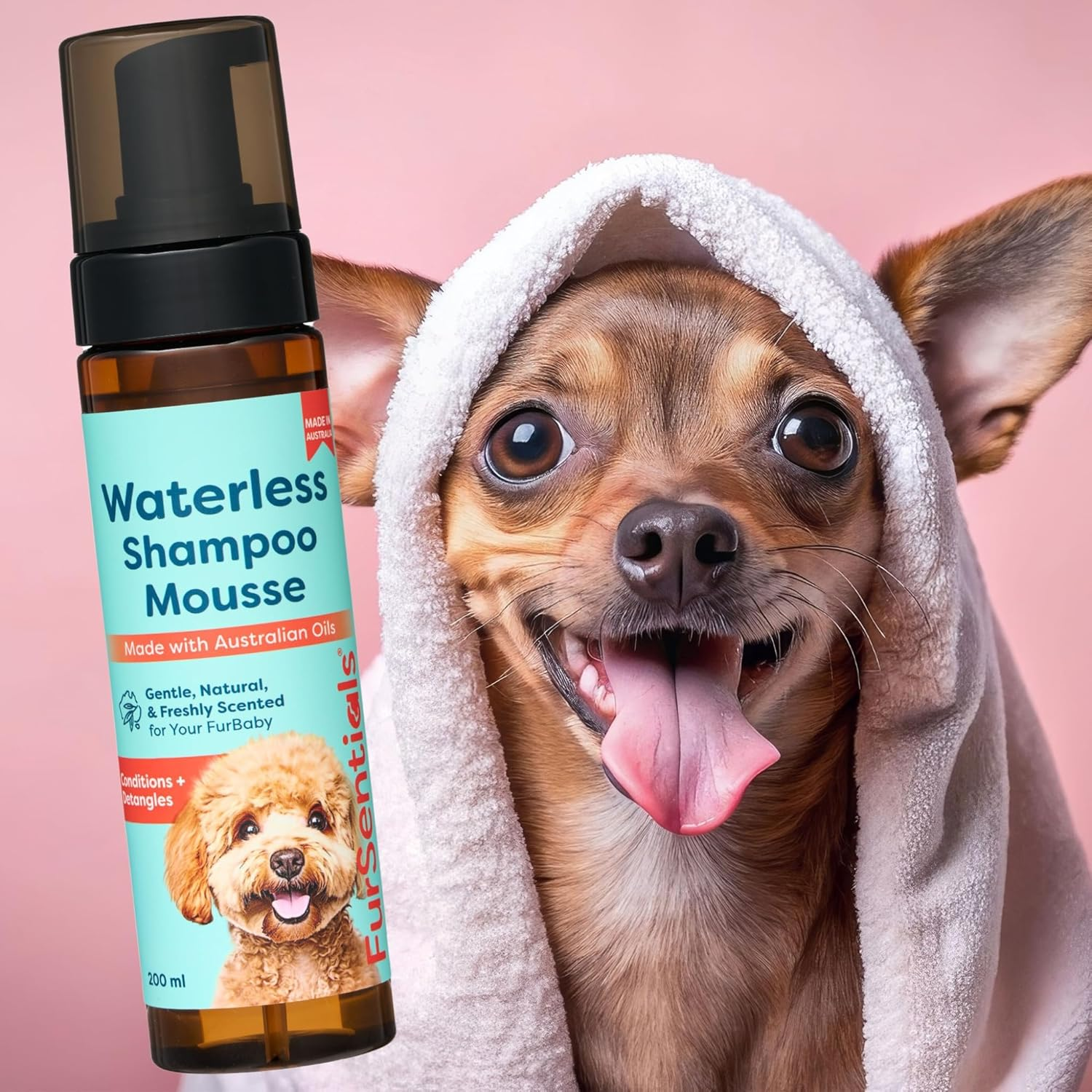Waterless Shampoo Mousse for Dogs | Waterless Foam Shampoo for Dogs | No Rinse Waterless Shampoo Foam Made with Australian Oils, 200 Ml | by Fursentials image number 5