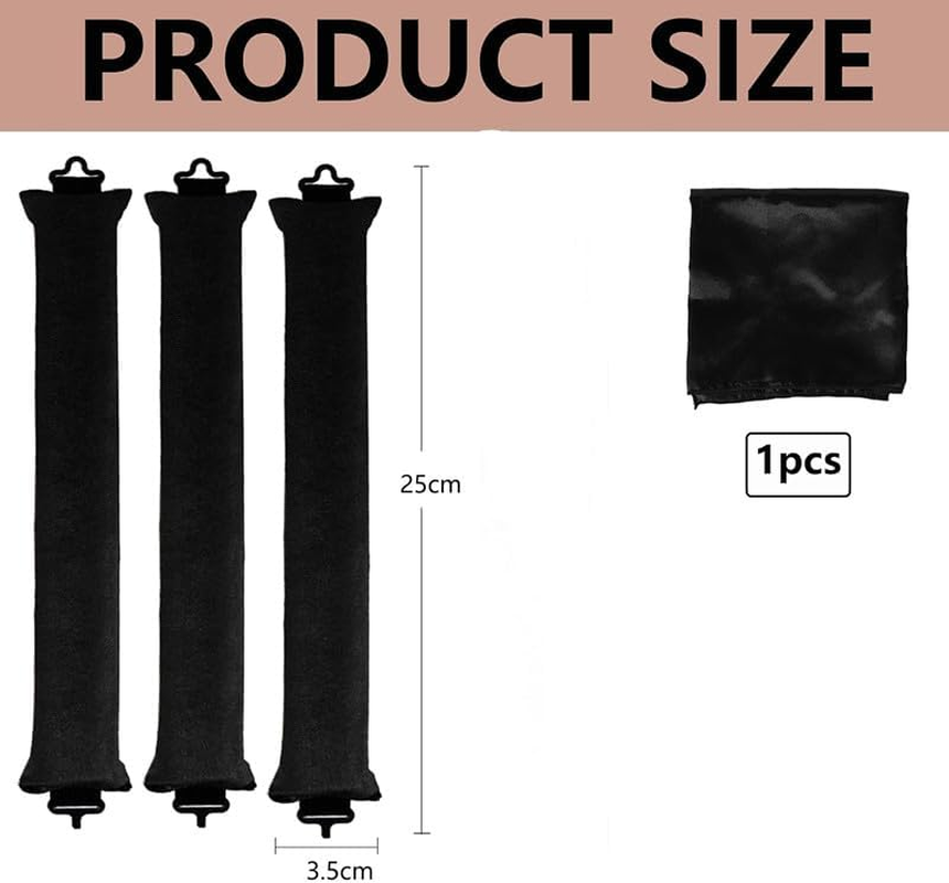 No Hot Rollers Overnight Blowout,3Pcs Heatless Hair Curler Rods,Velvet Heatless Curling No Heat Hair Curlers Overnight Curls Blowout Rod,Heatless Curling Rods Velvet Blowout Rods Flexi Rods with Turban image number 2