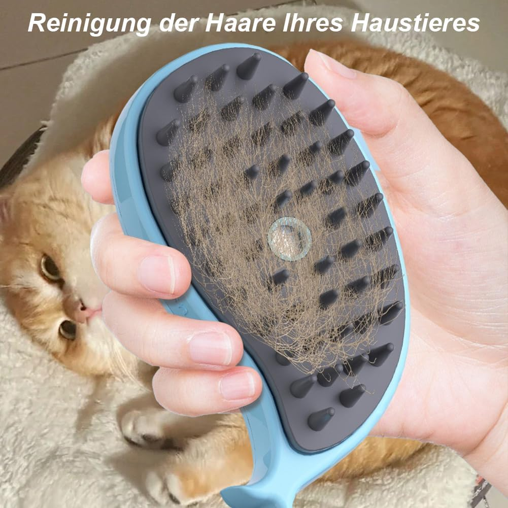 Cat Brush with Steam Cat Brush - 3-In-1 Steam Brush Cat with Spray Cat Brush with Water, Cat Massage Brush, Grooming Eliminate Flying Hair for Cats and Dogs, with USB Charging Cable
