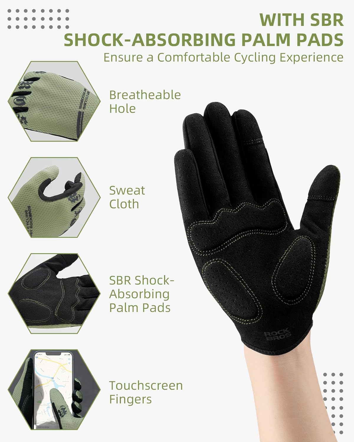 ROCKBROS Cycling Gloves for Men Breathable Bike Gloves for Men Cycling Touchscreen Mountain Bike Gloves for Men image number 1