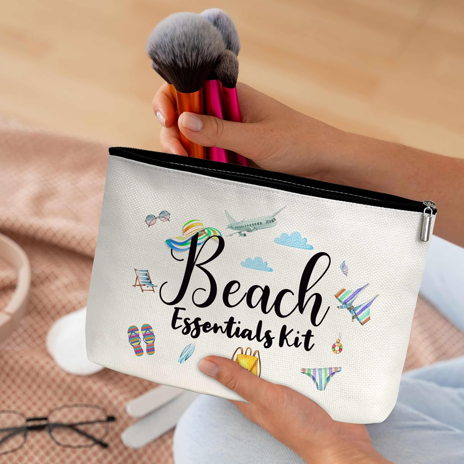 Summer Cosmetic Bag, Cruise Gift Makeup Bag with Zipper - C, Beach Essentials Kit 2, Beach Essentials Kit 2 image number 3