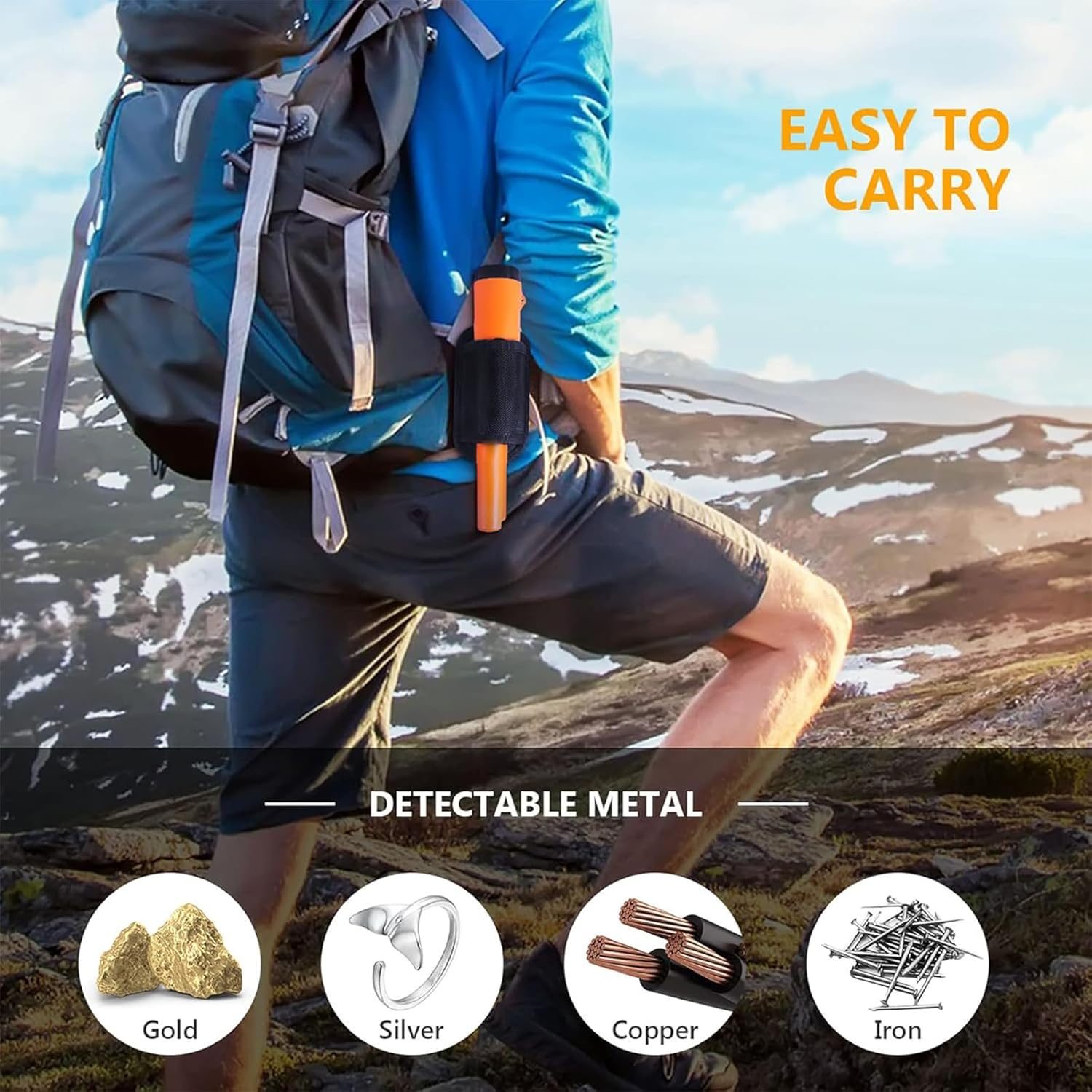 Hand Metal Detector, High Sensitivity Metal Detector with LCD Display&Belt Holster,360&deg;Scanning,All Metal Finder Locating Gold Coin Silver Jewelry Waterproof image number 1